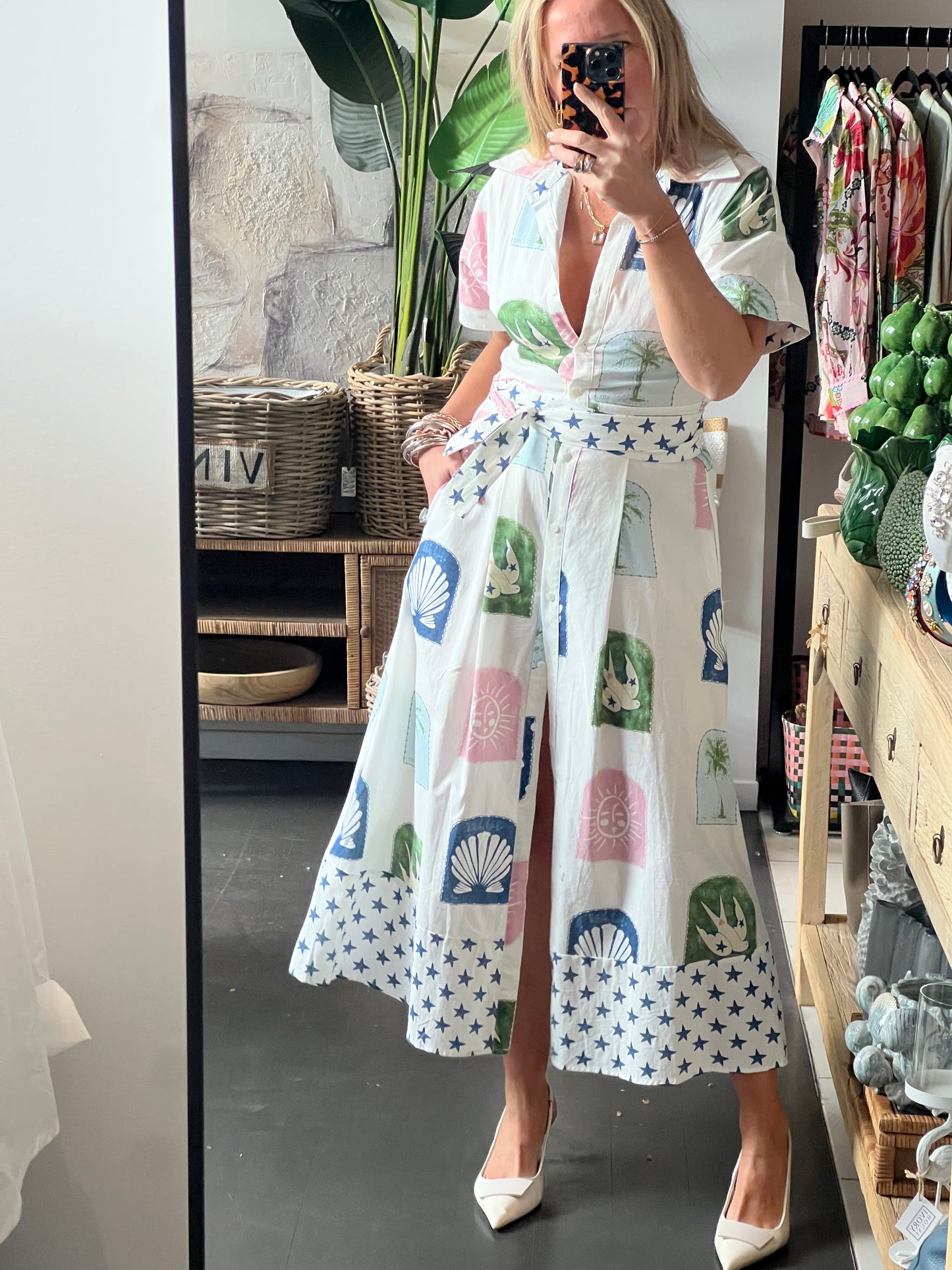 Étoiles Short Sleeve Shirt Maxi Dress