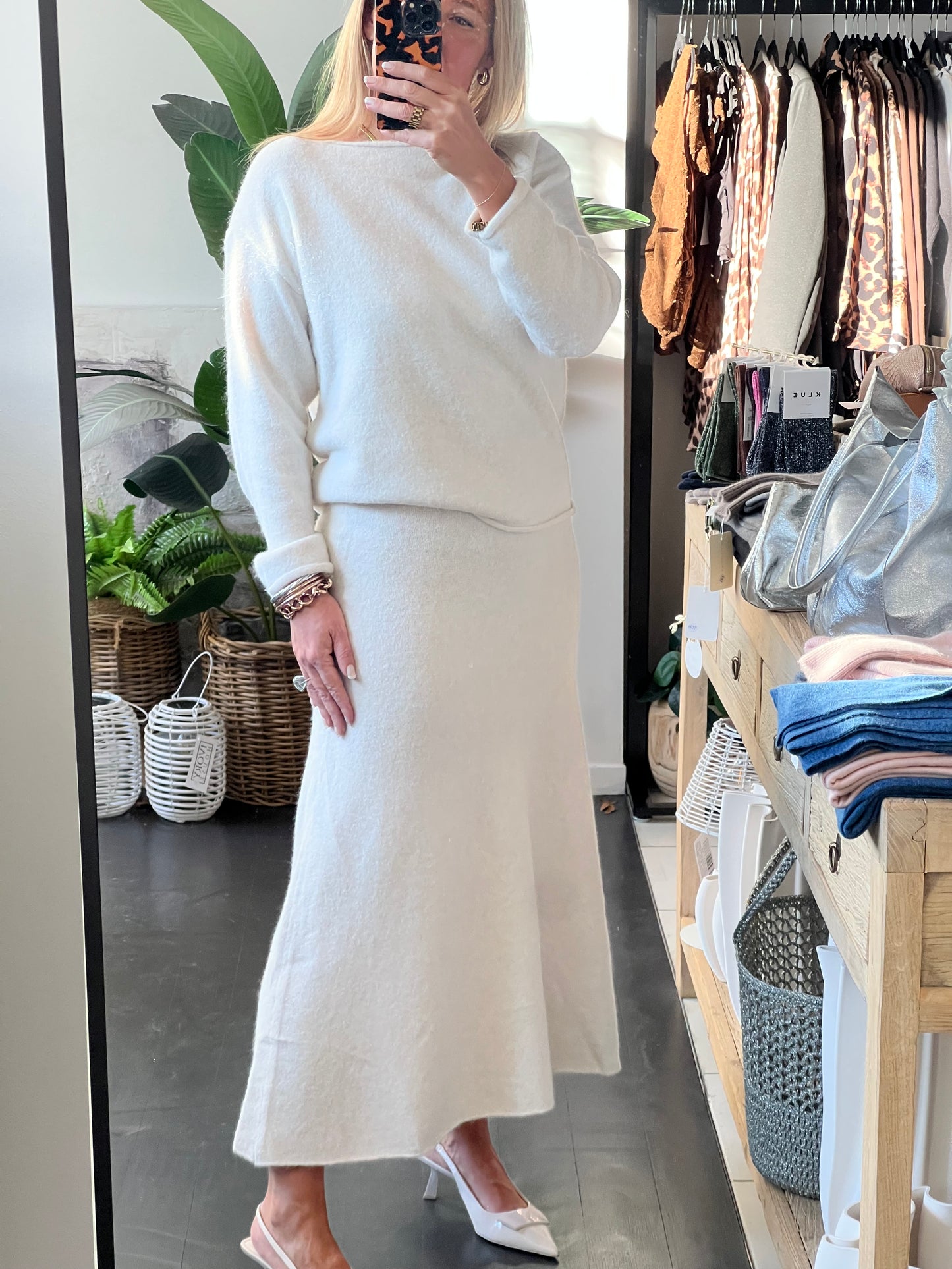 Winter Knit Set - White 2 pc skirt & top