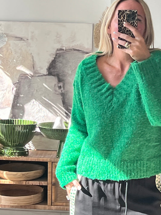 Green V Neck Knit