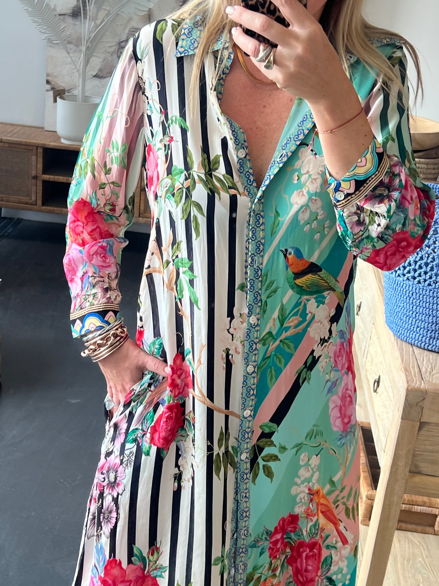 Slinky Resort Shirt Dress - aqua