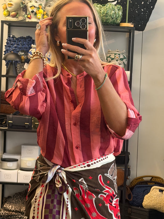 Stripe Shirt -salmon & cherry by Have One