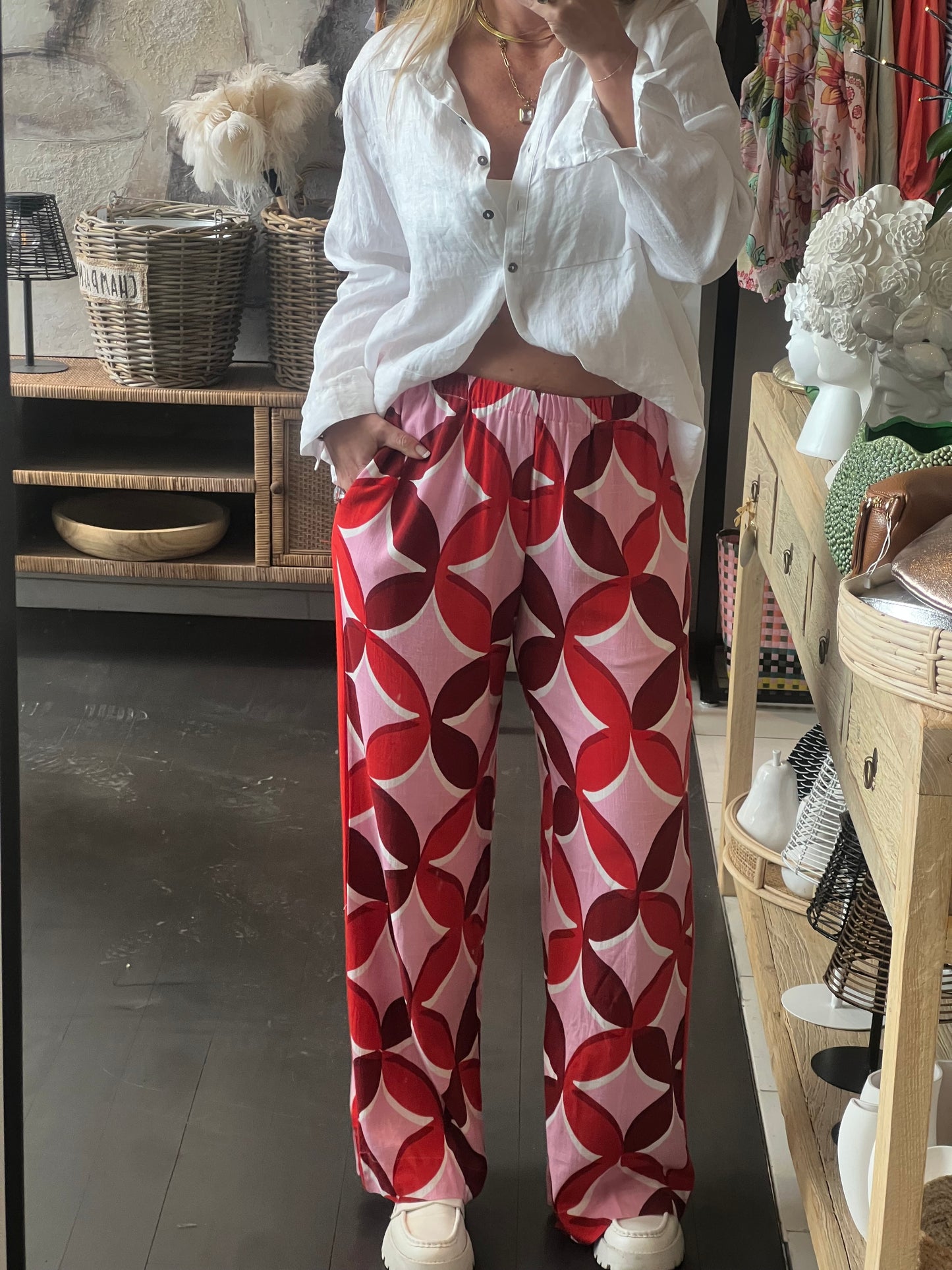 Retro Racer Lounge Pants- pink red