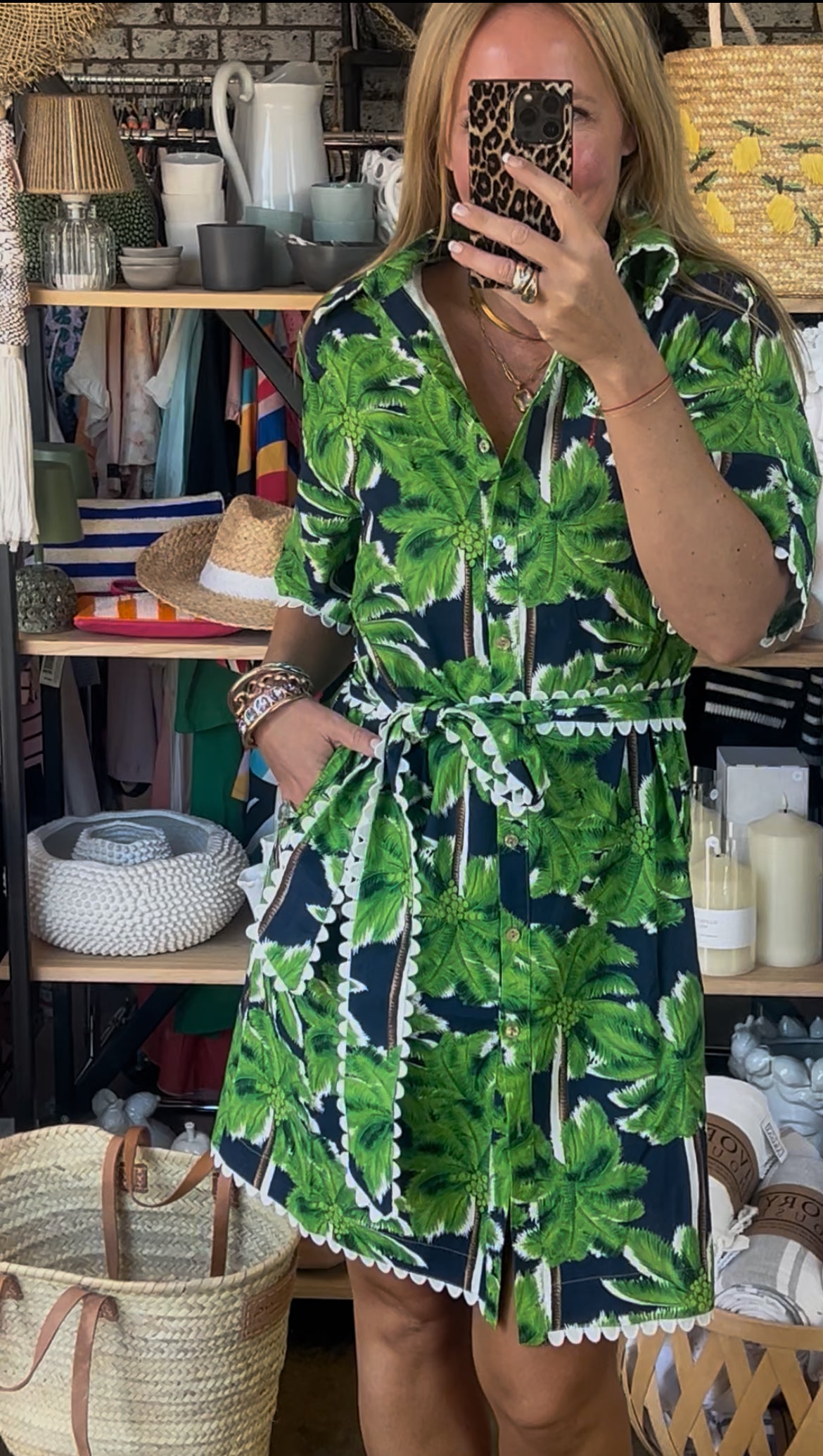 Palmy Shift Shirt Dress