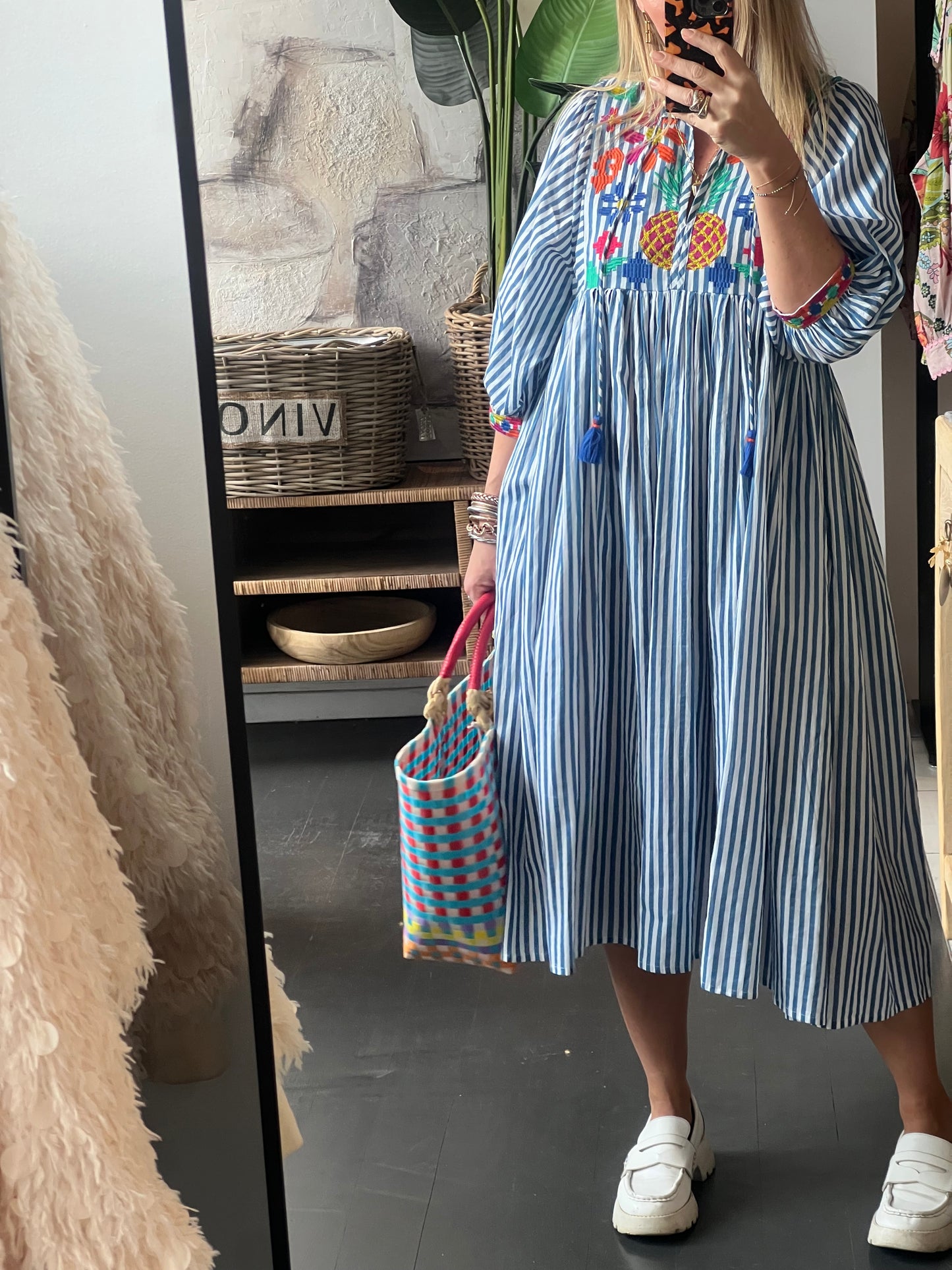 Santorini Cotton Embroidered Beach Dress
