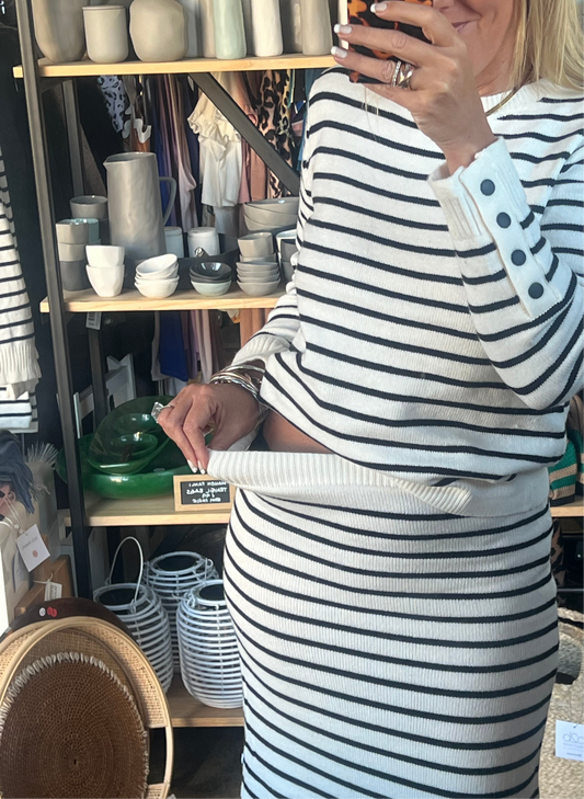Stripe Knit Pencil Skirt