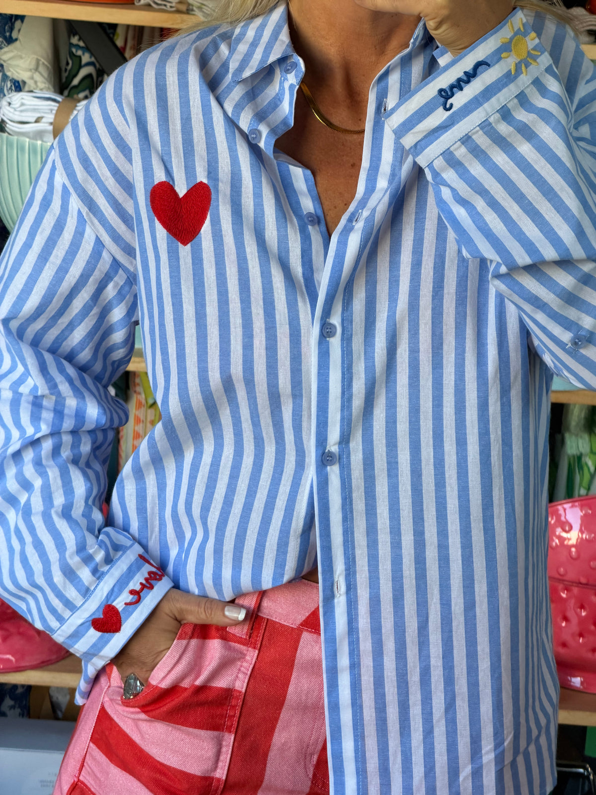 Here Comes The Sun Stripe Shirt - blue
