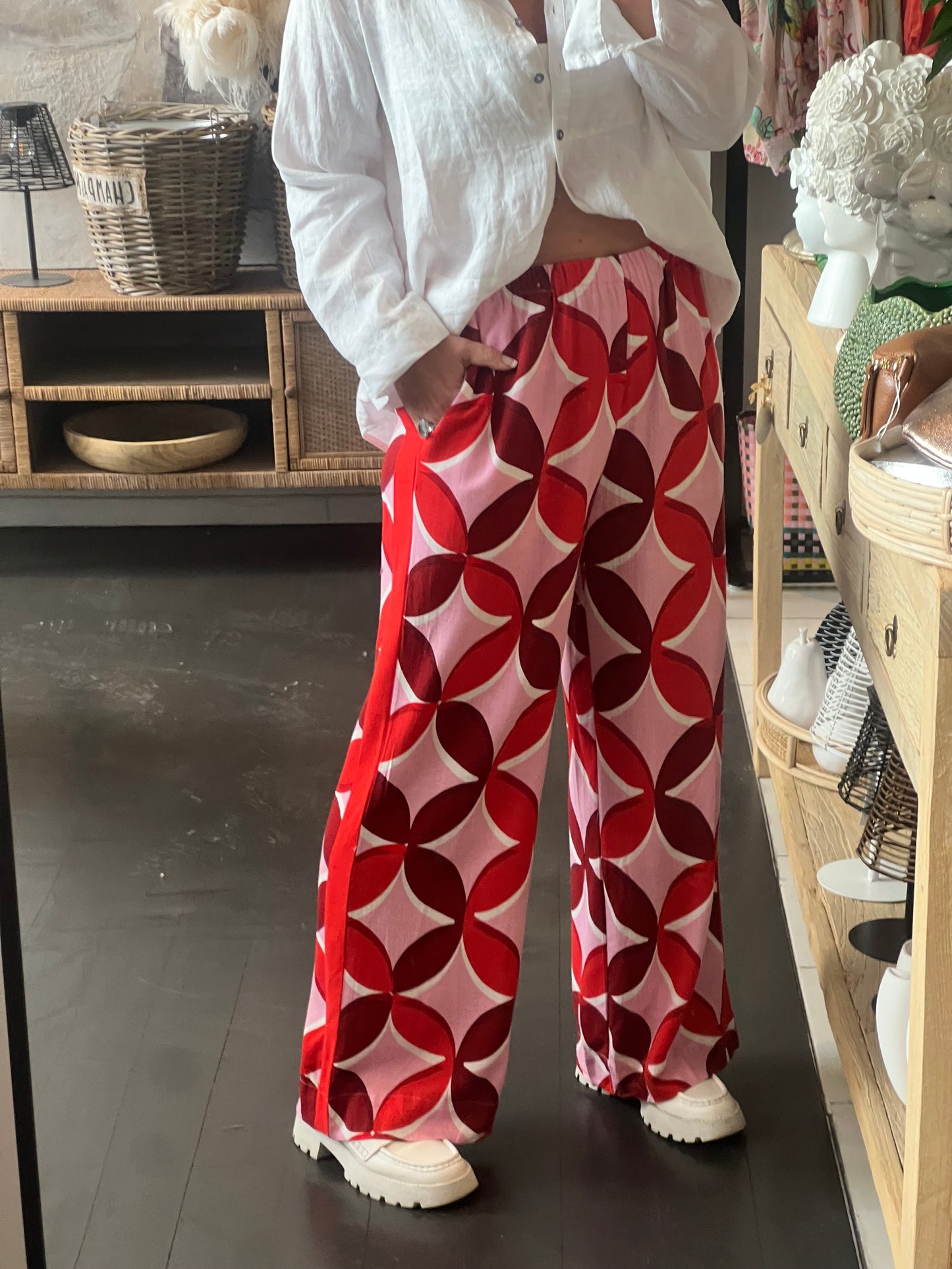 Retro Racer Lounge Pants- pink red