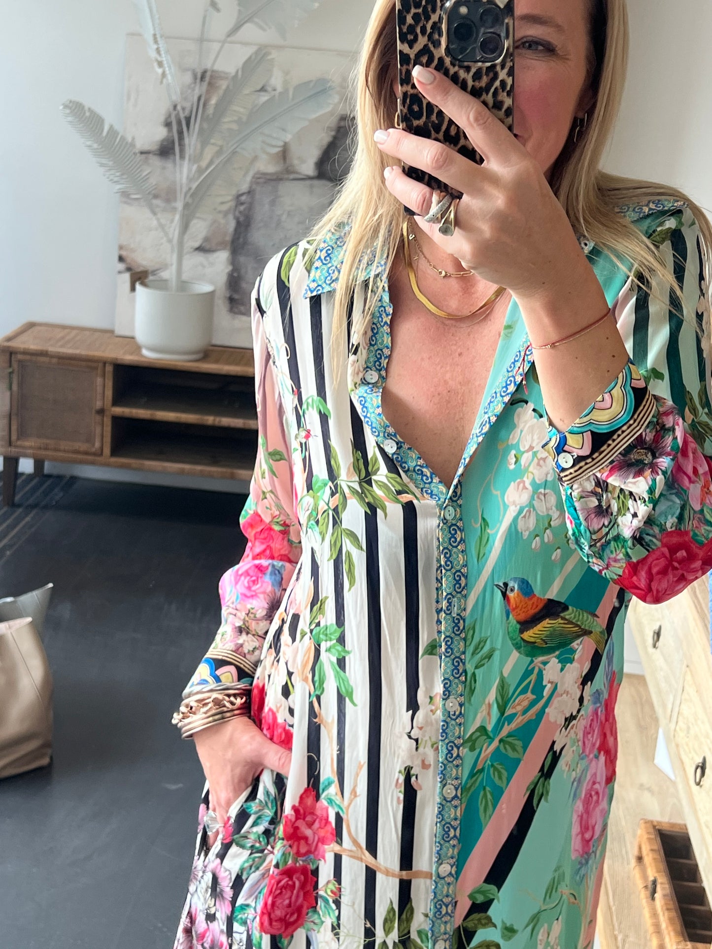 Slinky Resort Shirt Dress - aqua