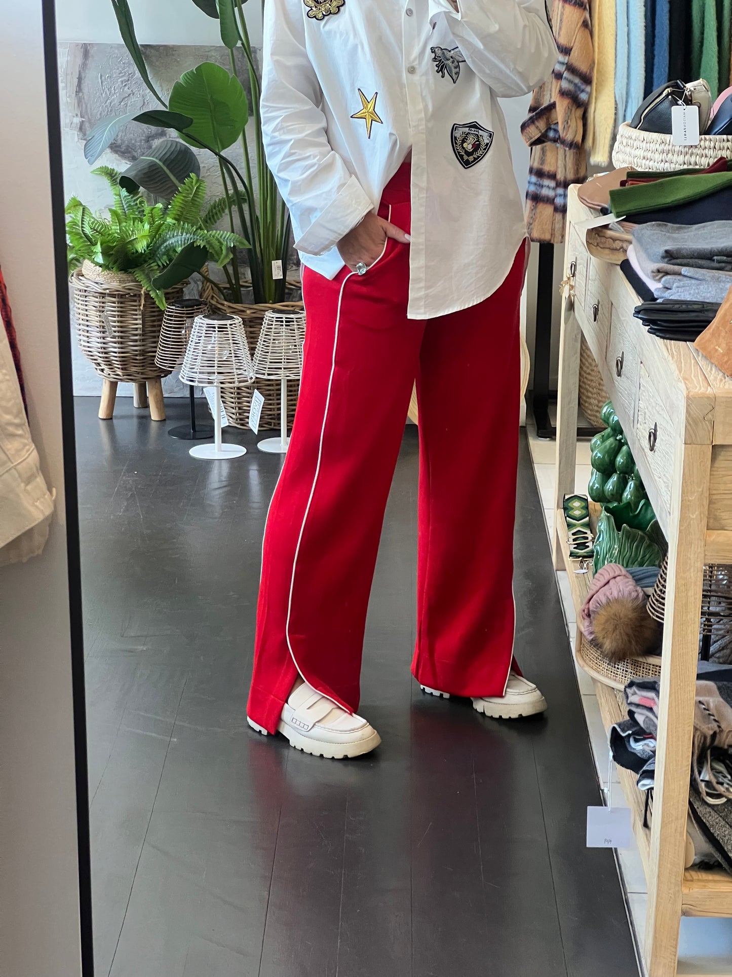 Stripe Racer Pant - red