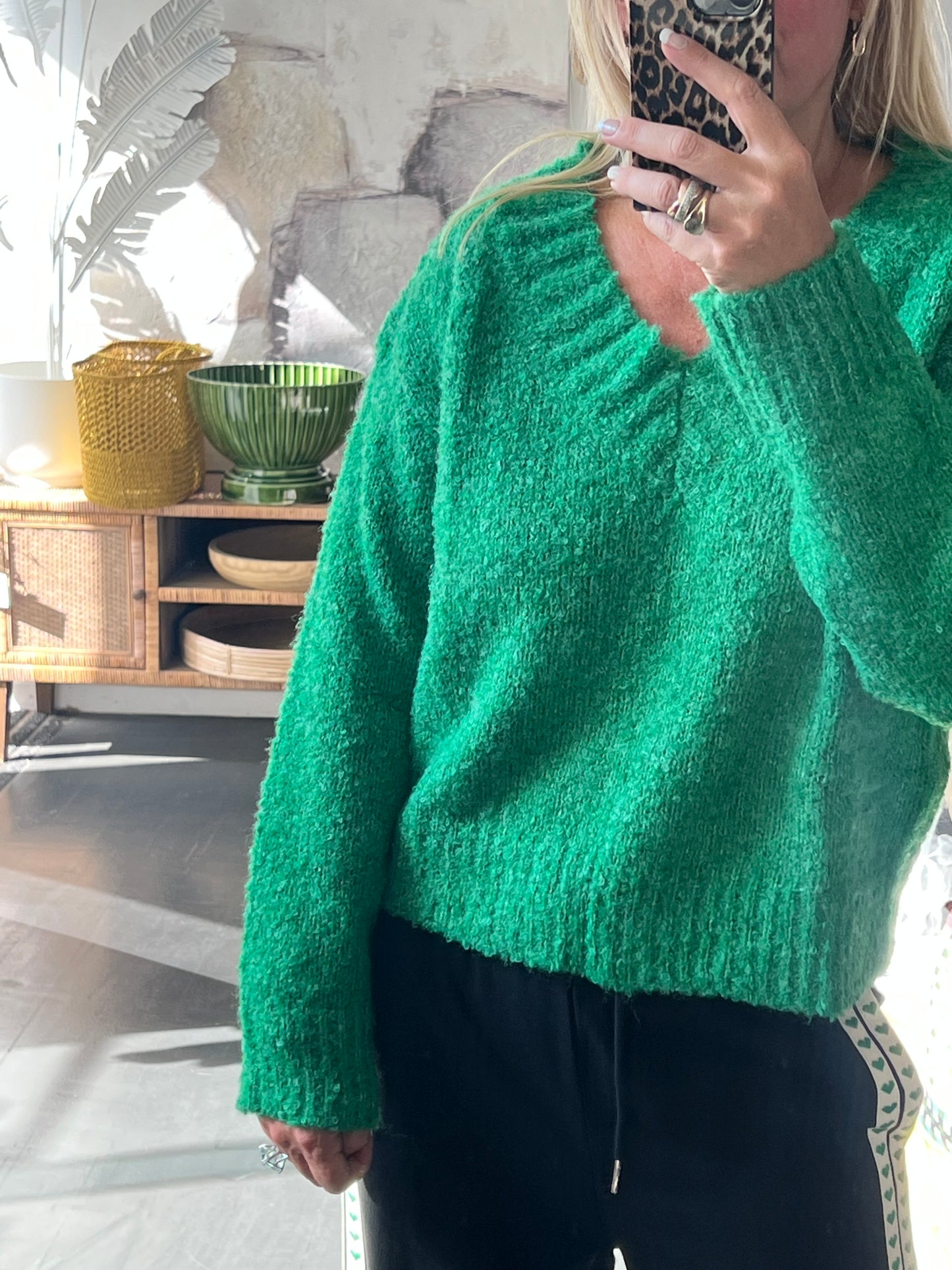 Green V Neck Knit