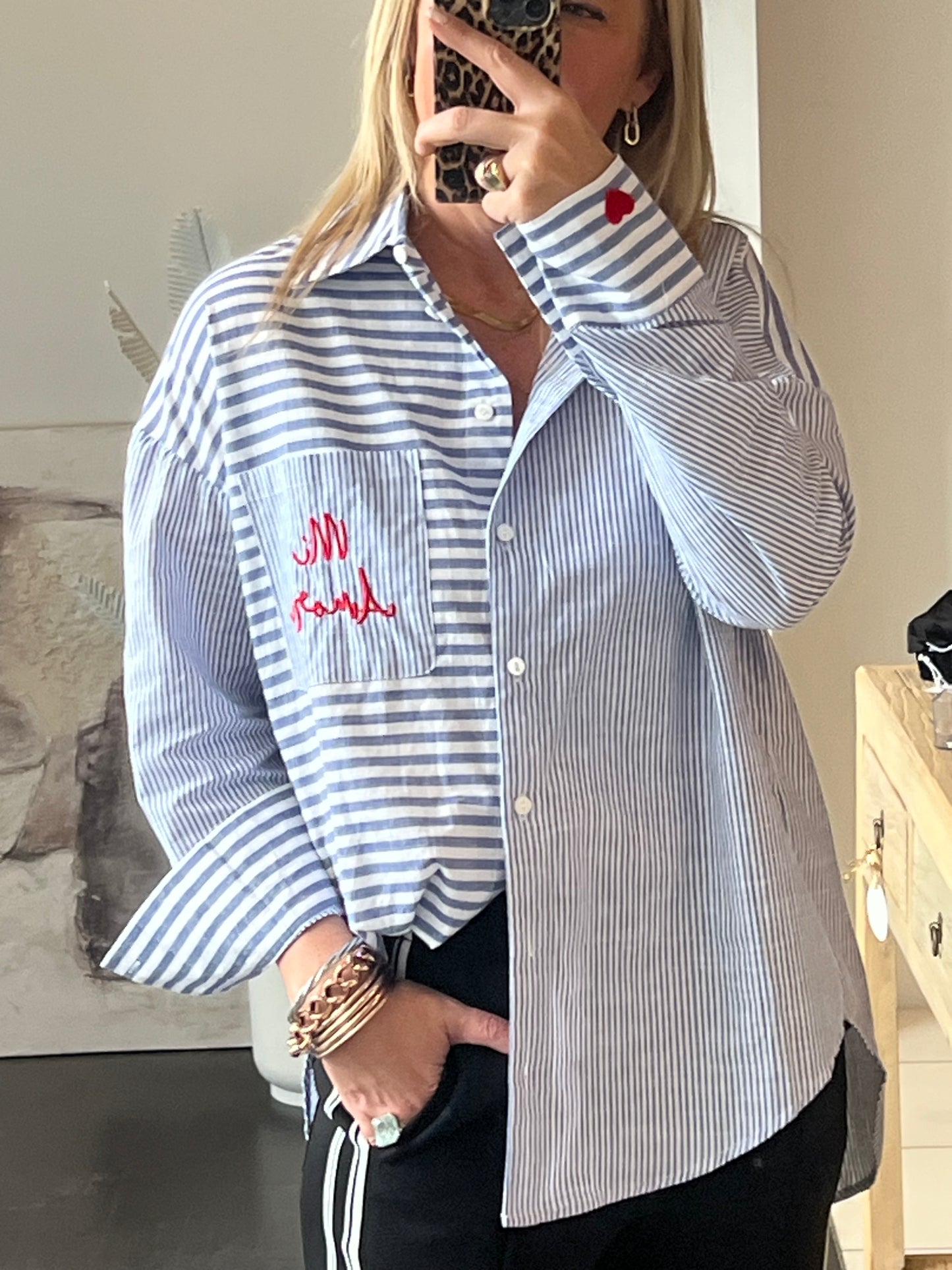 Mi Amore My Love stripe shirt