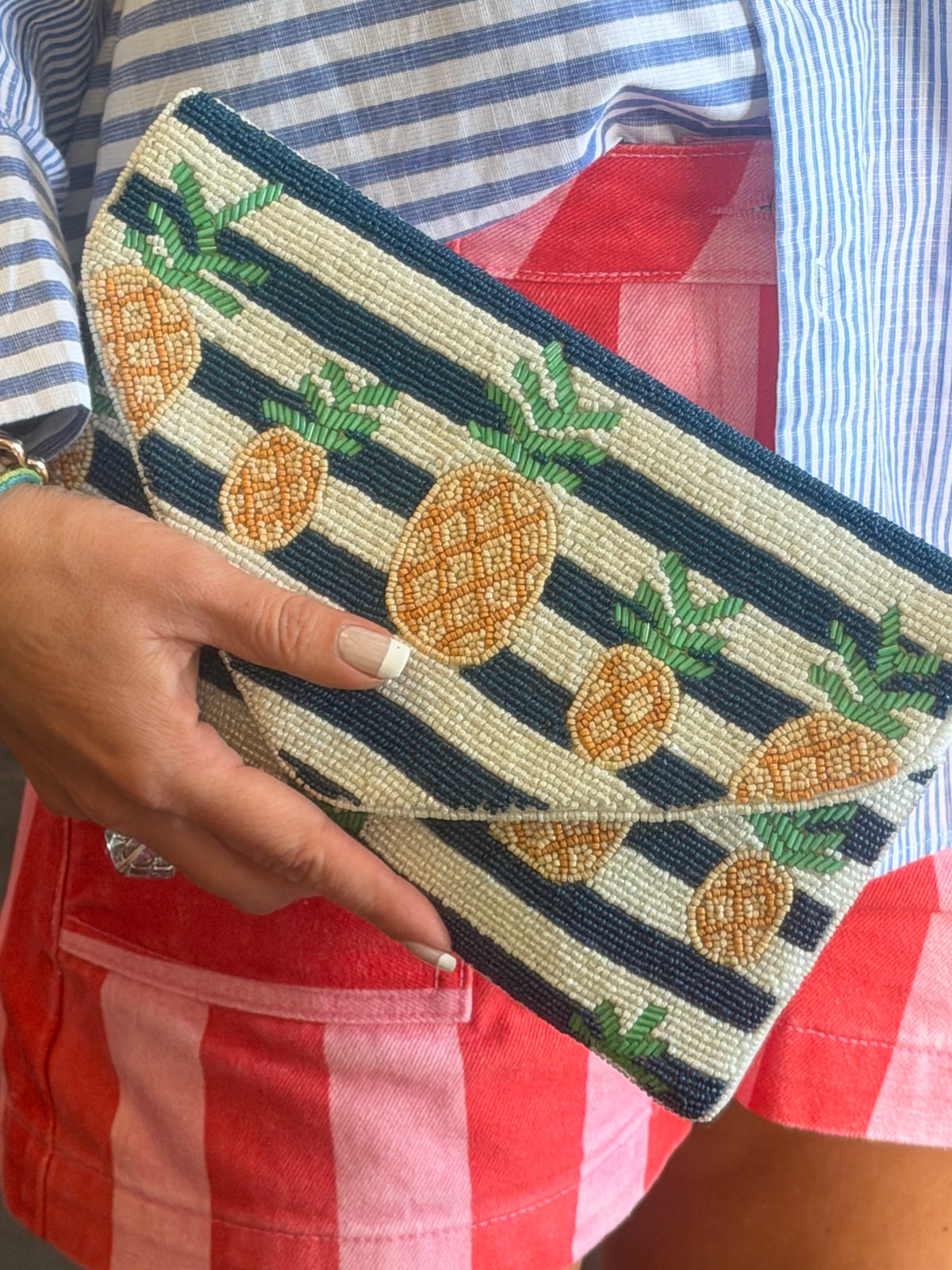 Pineapple Beaded Clutch Bag