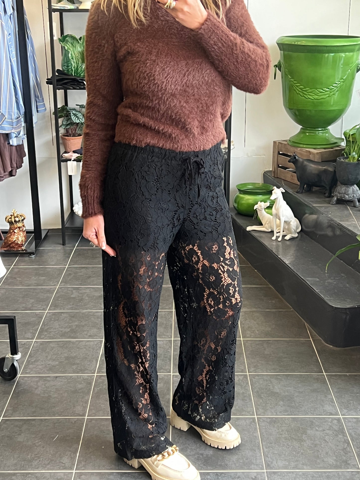Lace Lounge Pants - pull on drawstring
