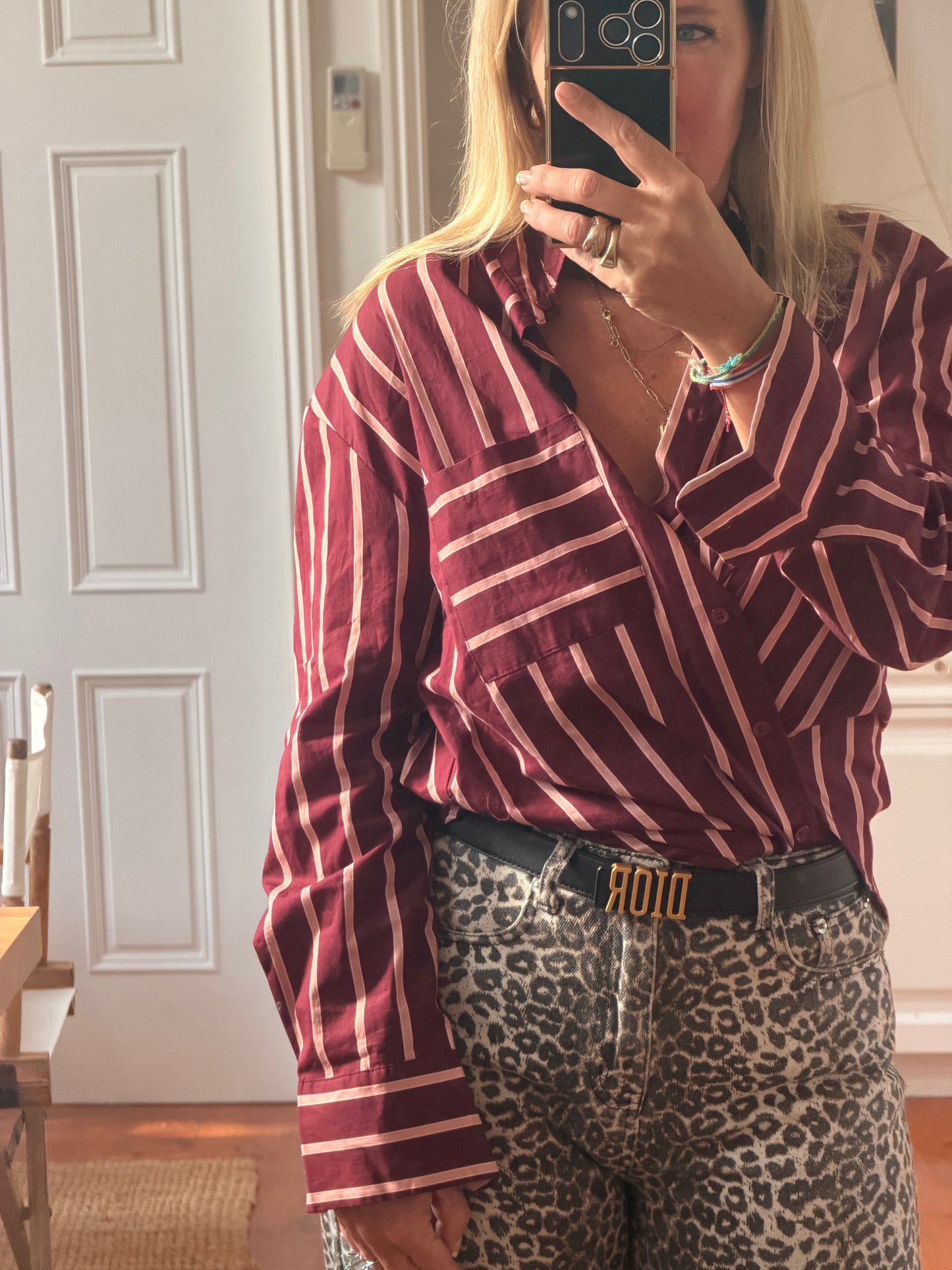 Plum & Pink Stripe Cotton Shirt
