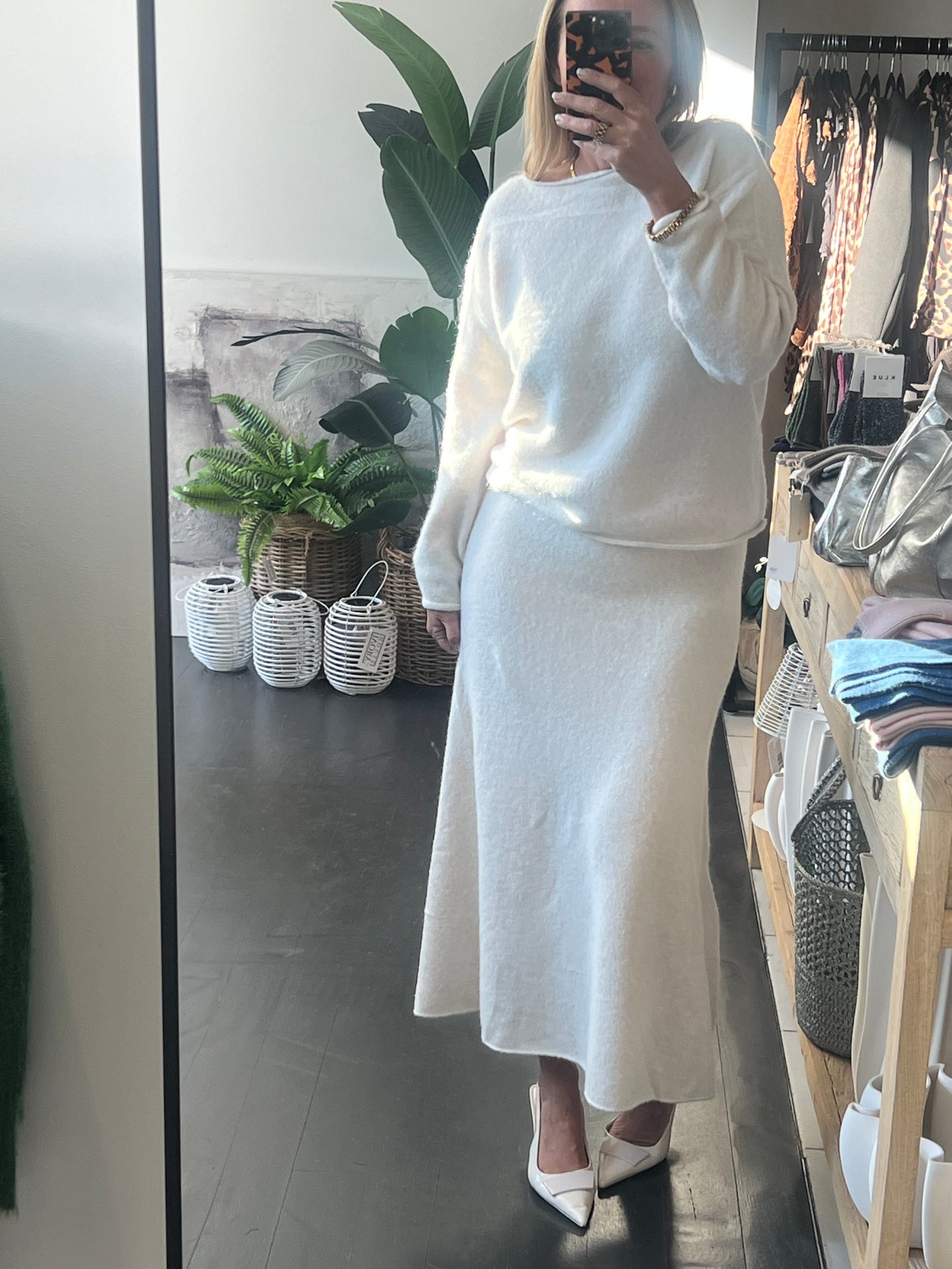 Winter Knit Set - White 2 pc skirt & top