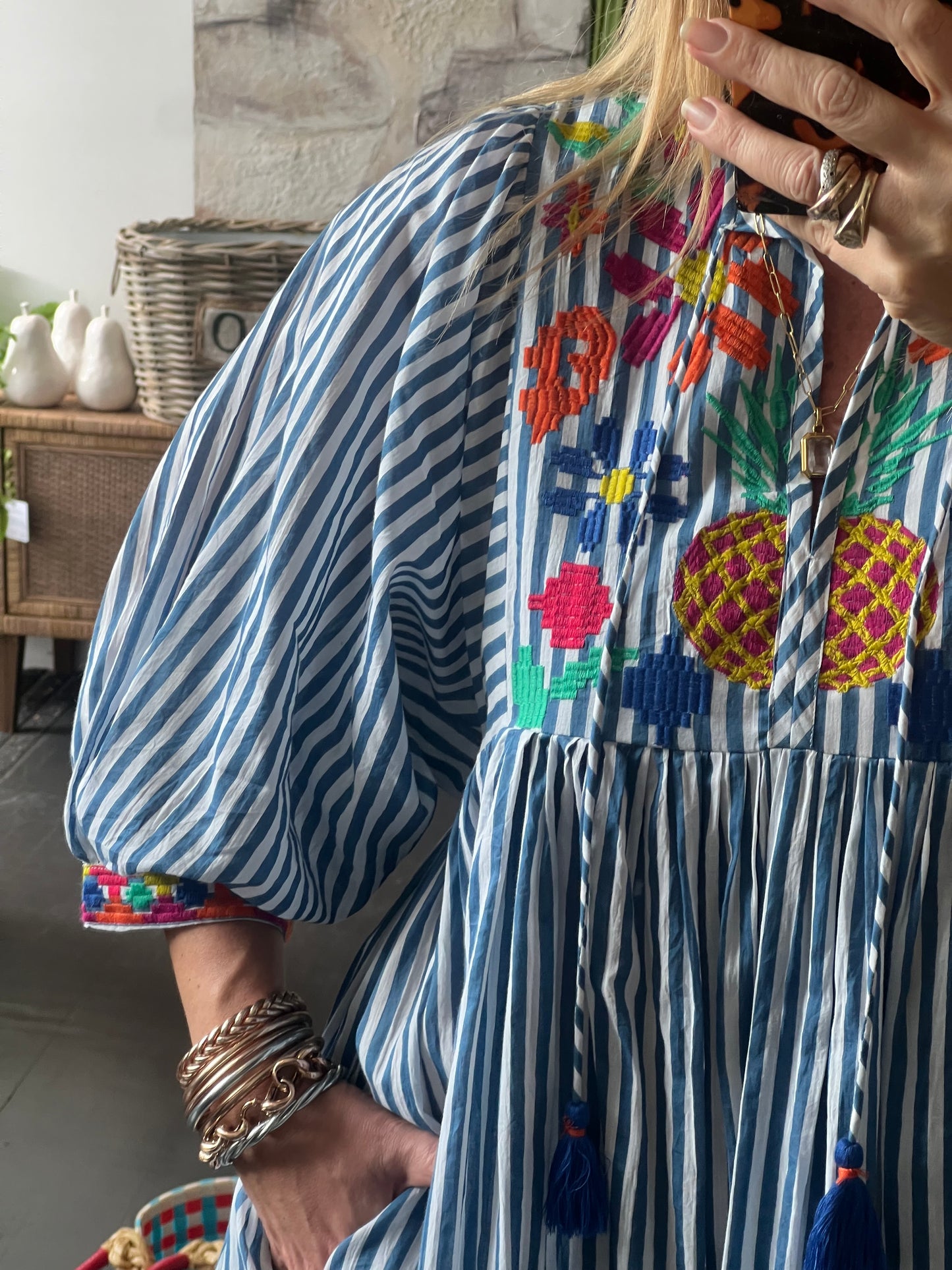 Santorini Cotton Embroidered Beach Dress