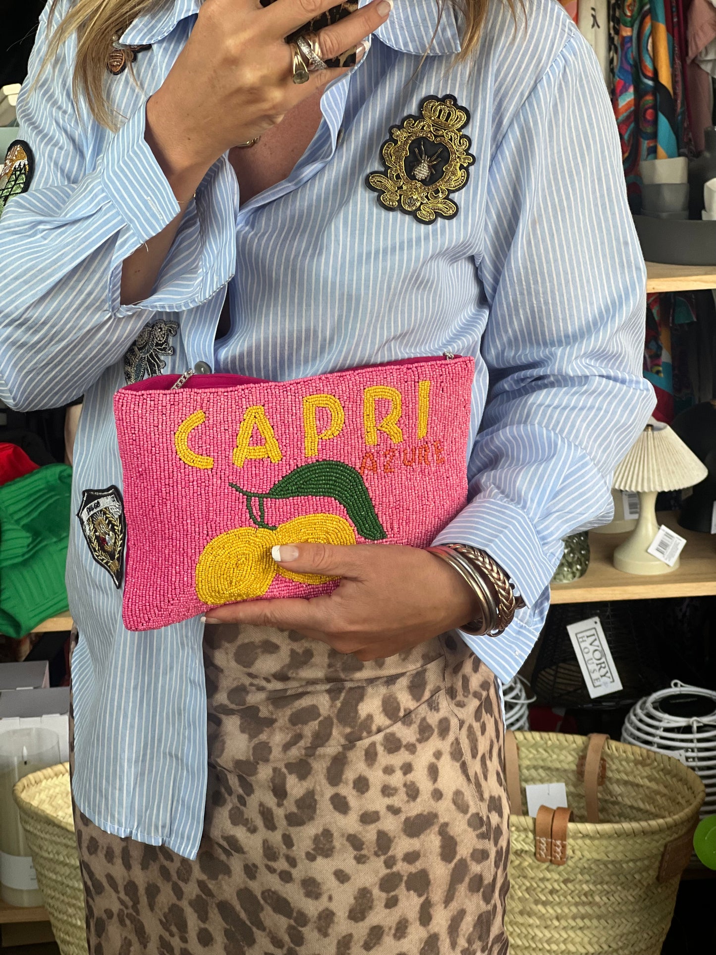 Beaded CAPRI Clutch Bag with chain