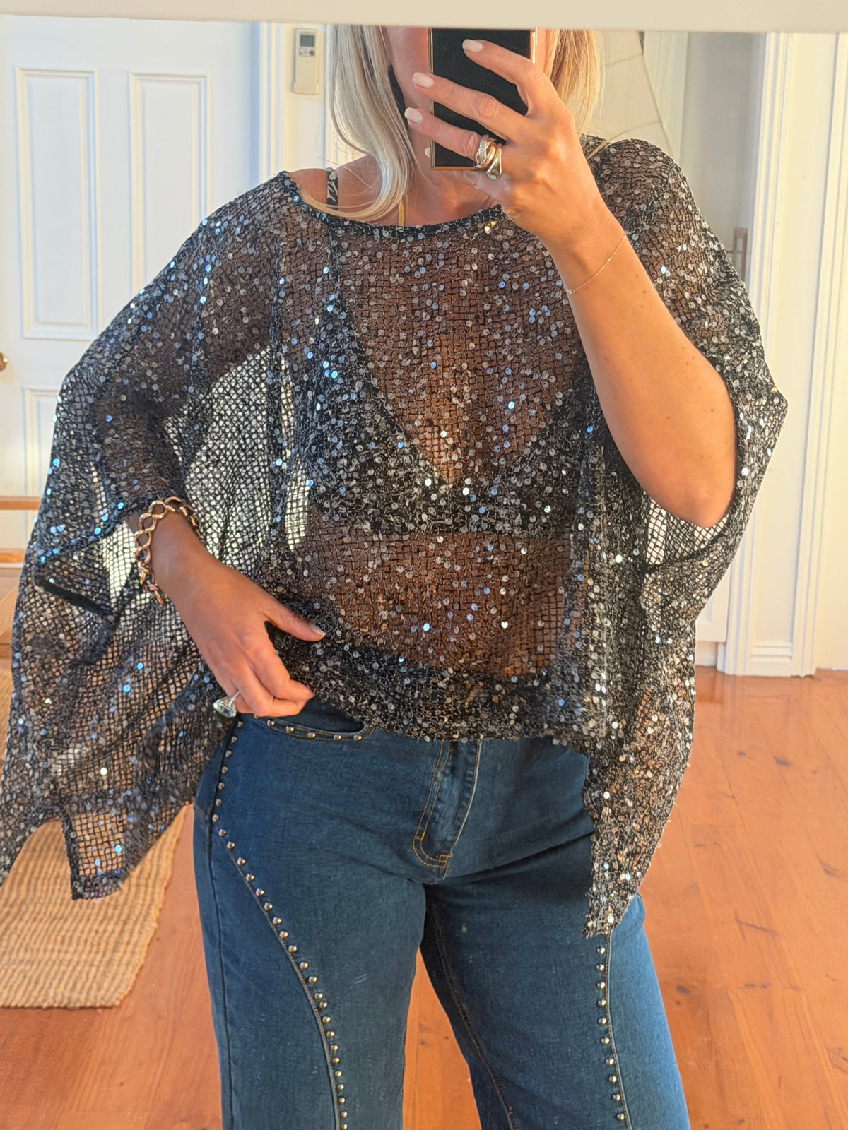 Twinkle Top - sequin black