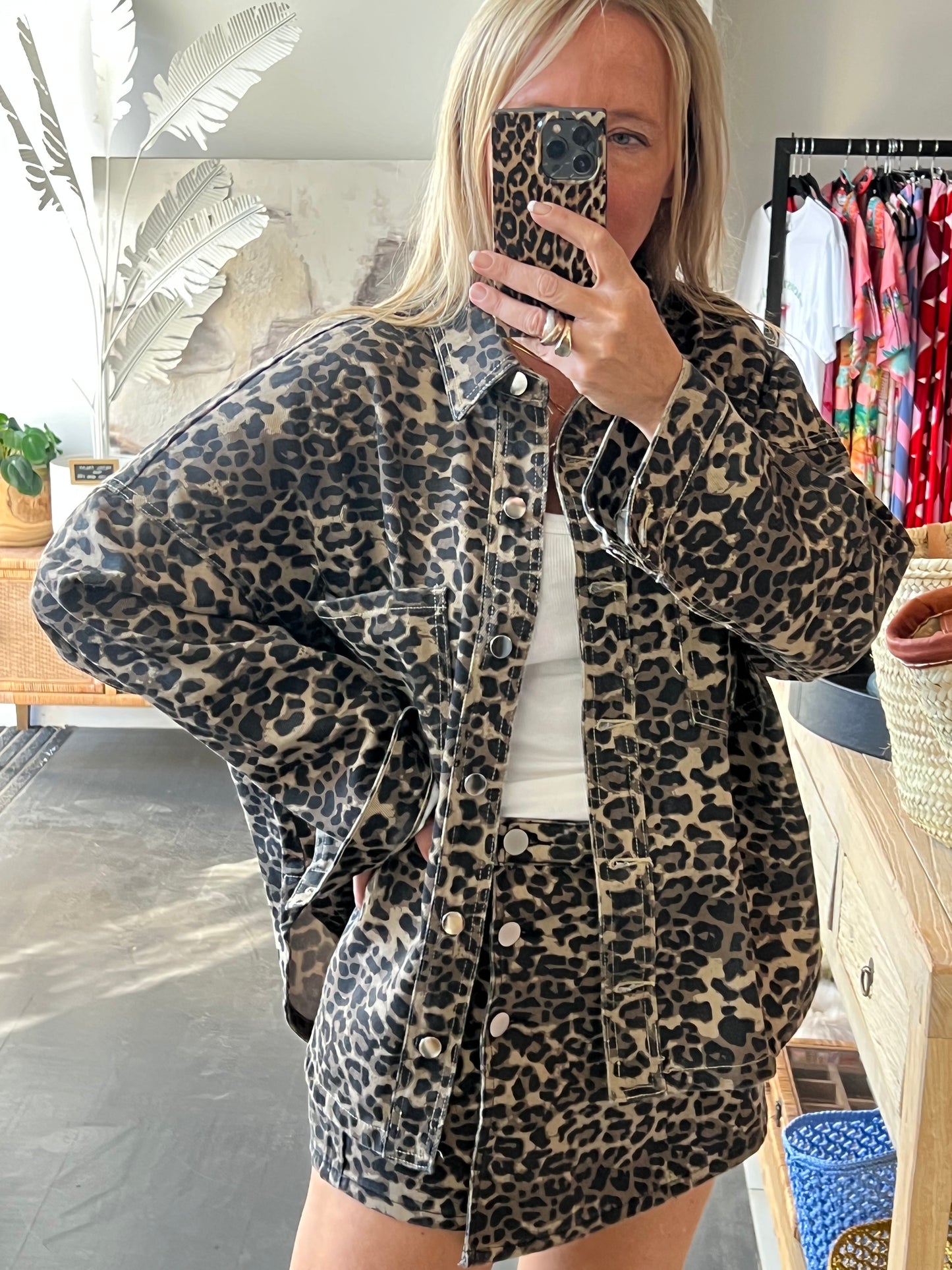 Denim Leopard Shirt Jacket shacket