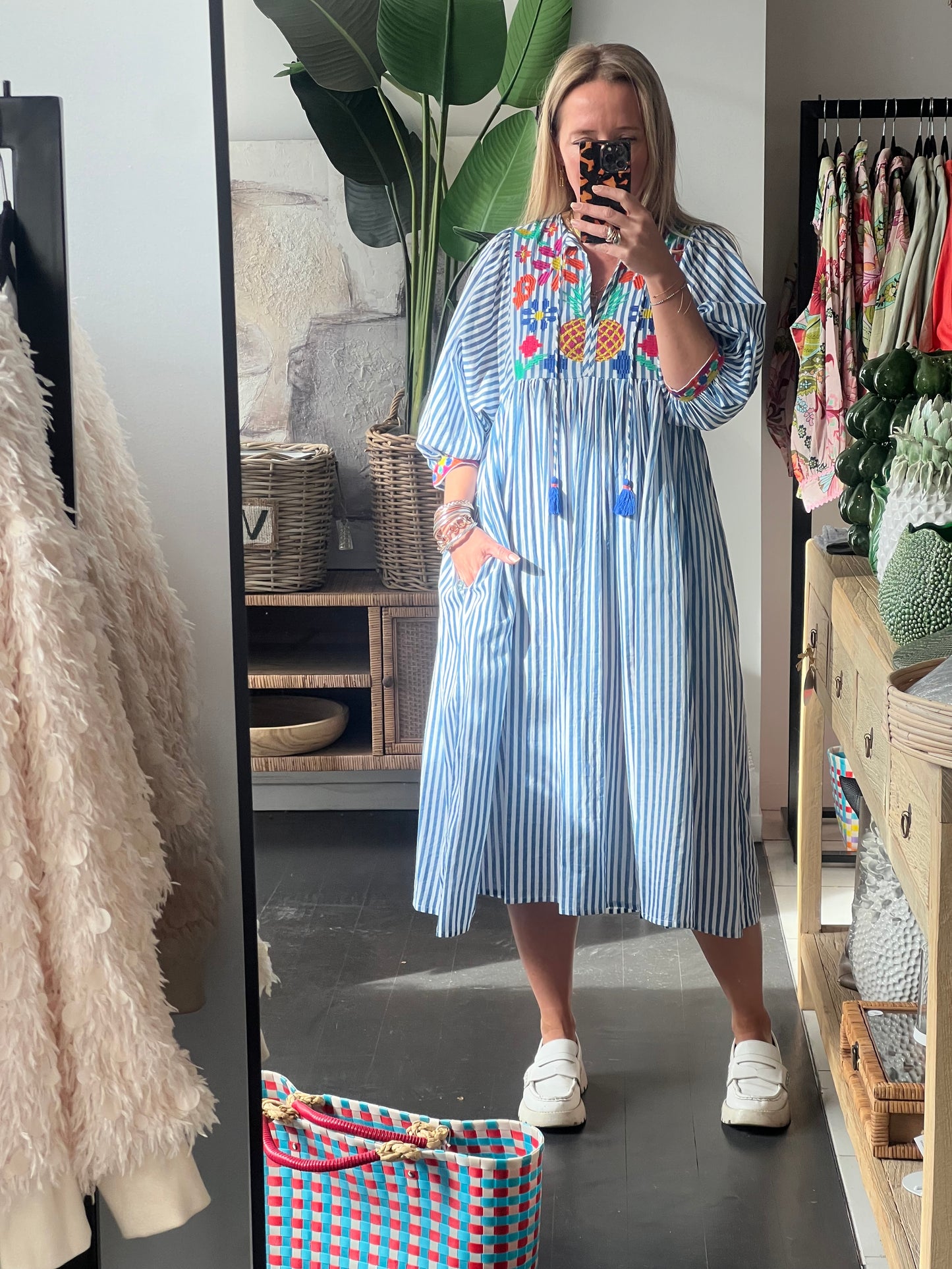 Santorini Cotton Embroidered Beach Dress