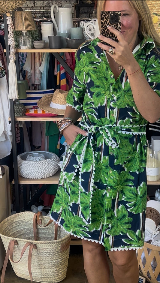 Palmy Shift Shirt Dress