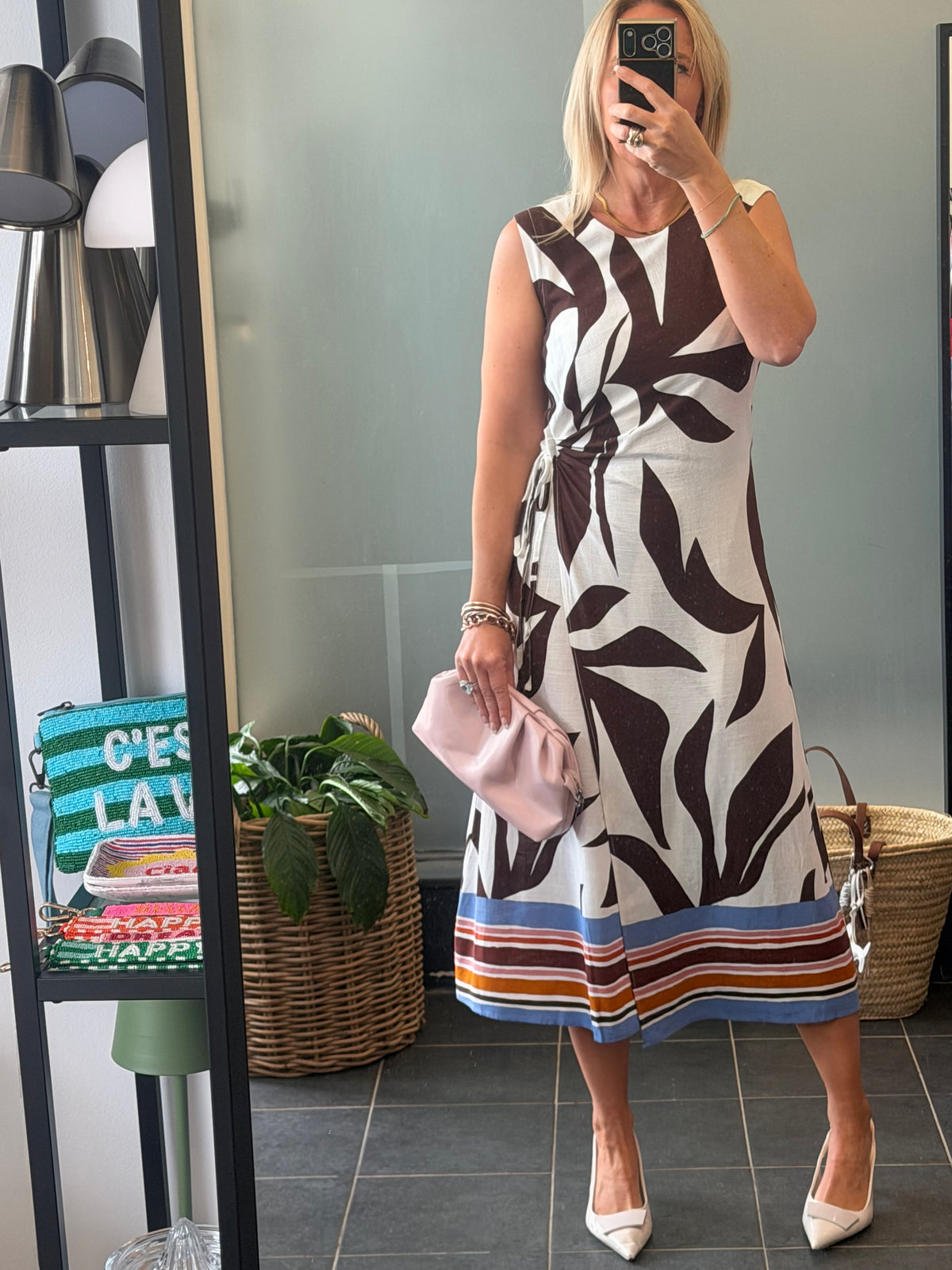 Sleeveless Shift Linen Midi Dress -