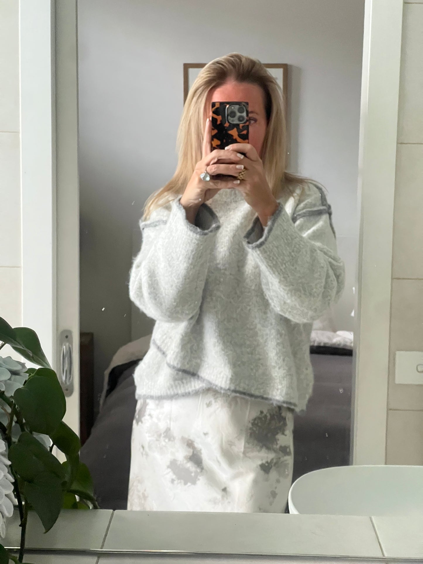 Asymmetric Hem Jumper - marle grey