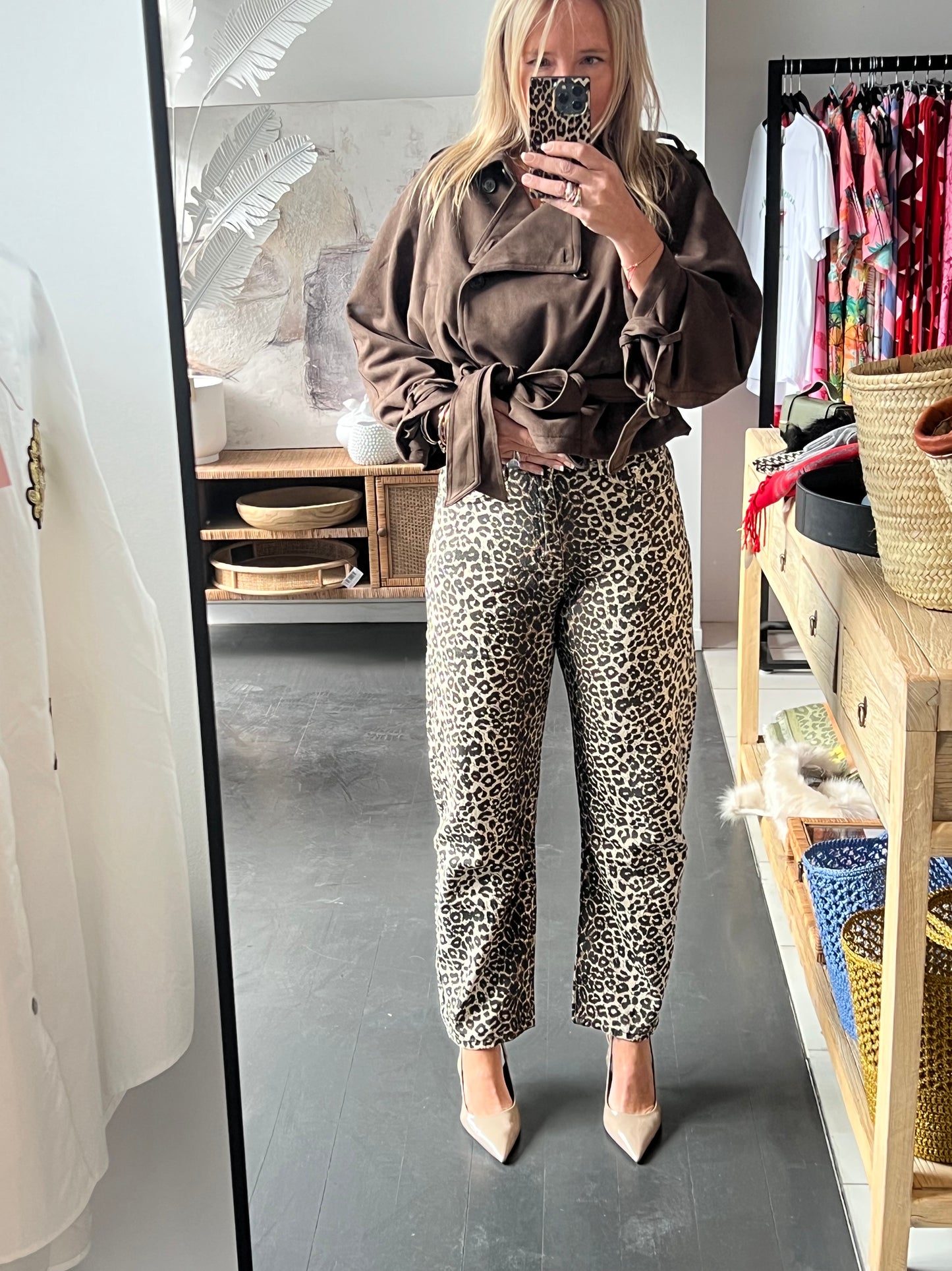 Leopard Barrel Jeans