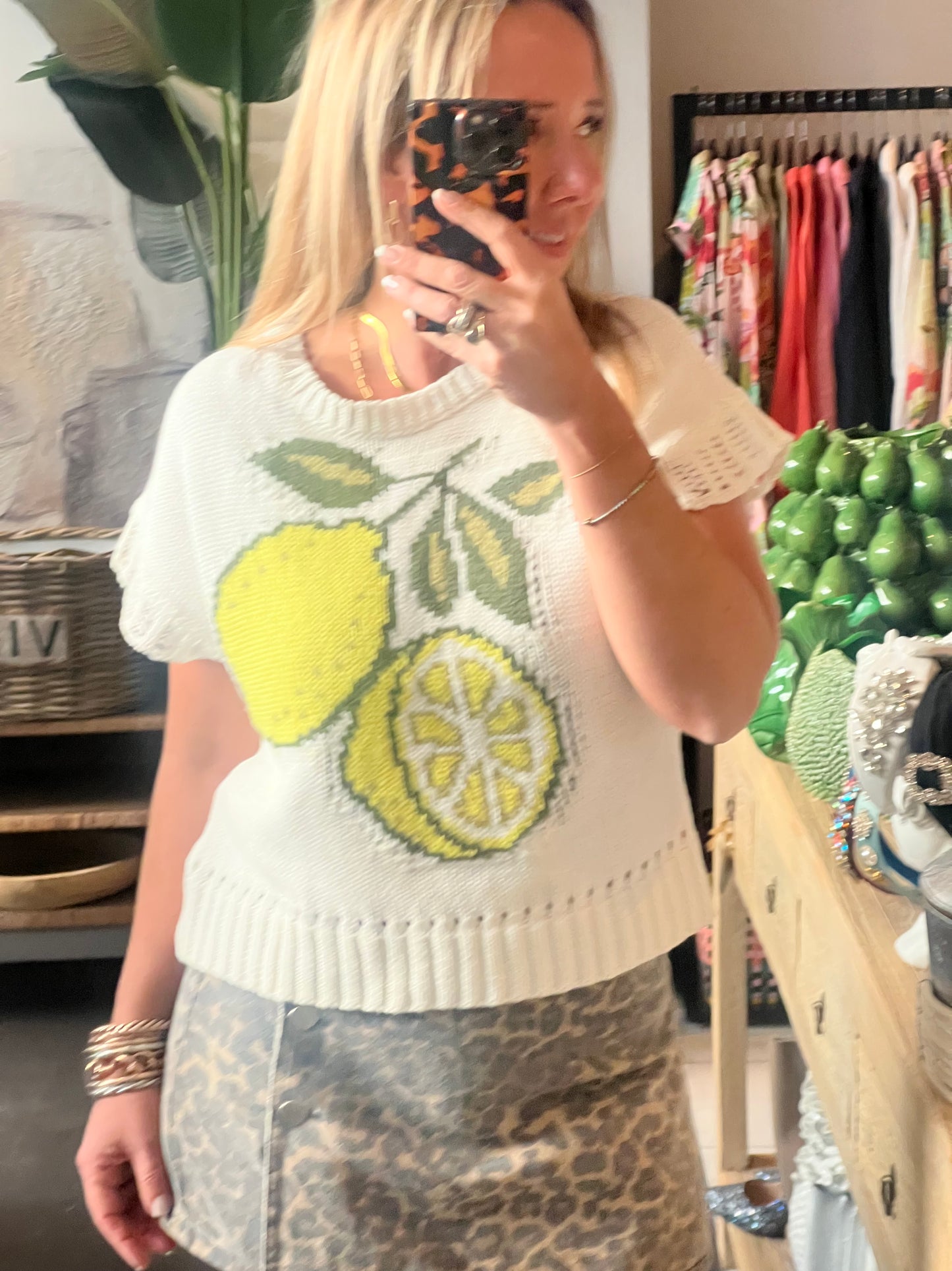 Lemon Short Seeve Knit Sweater