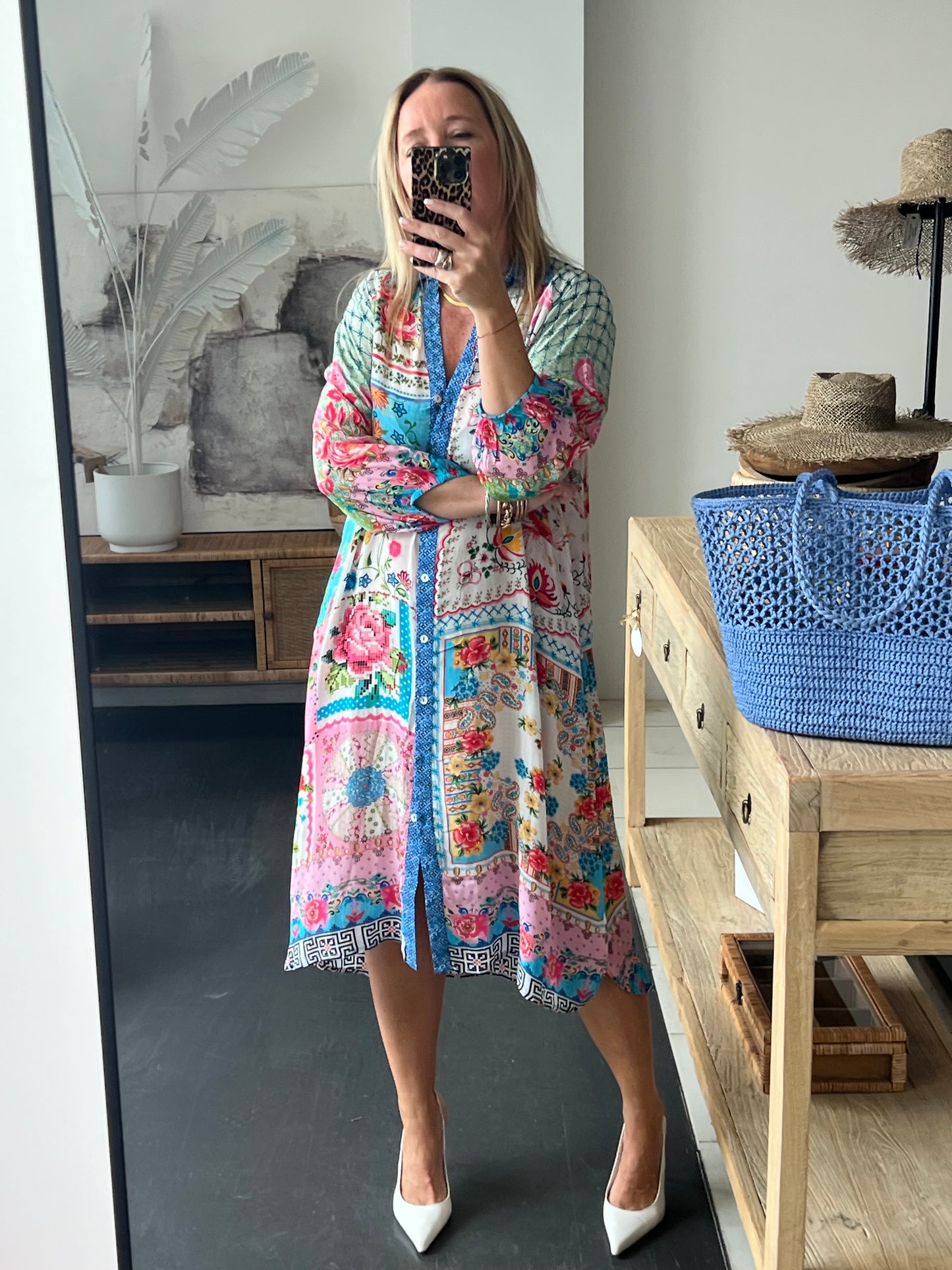 Slinky Resort Shirt Dress - carnival