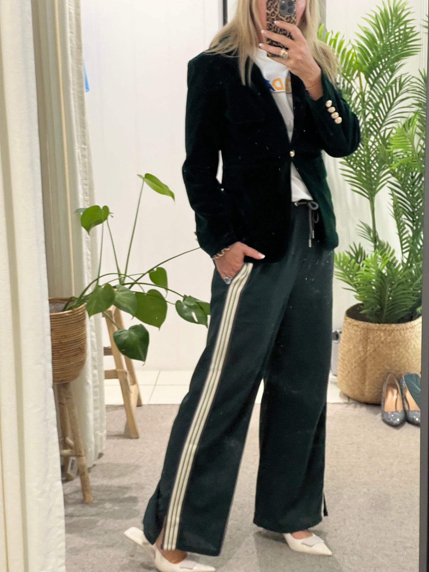 Stripe Lounge Pants- dark green