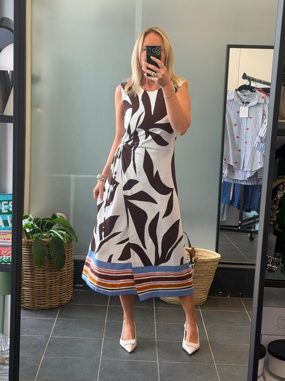 Sleeveless Shift Linen Midi Dress -