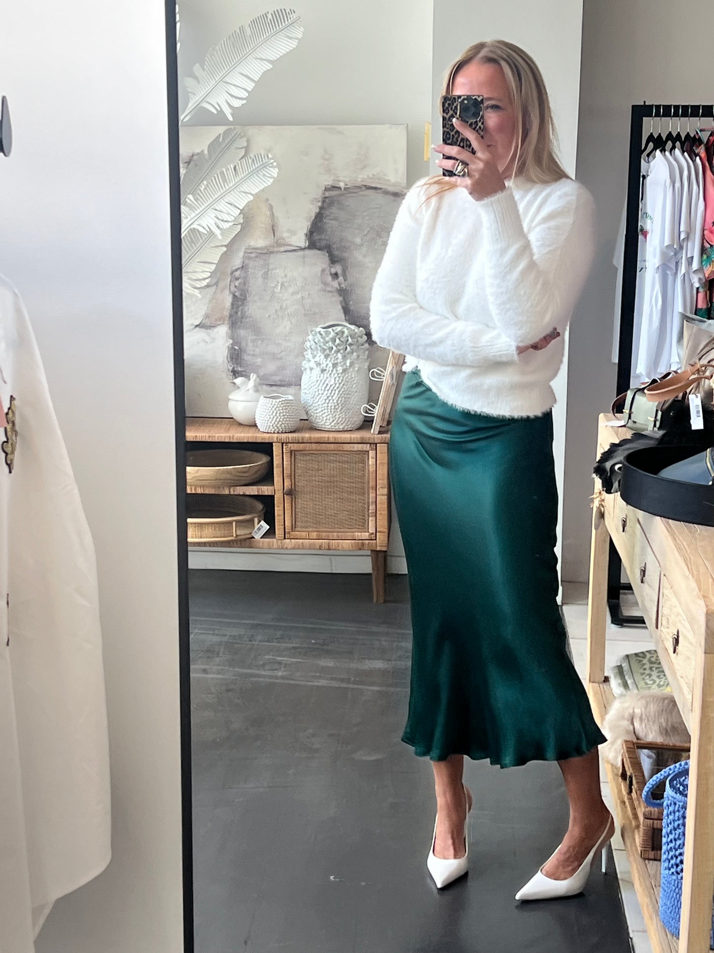 Slinky Midi Skirt - green