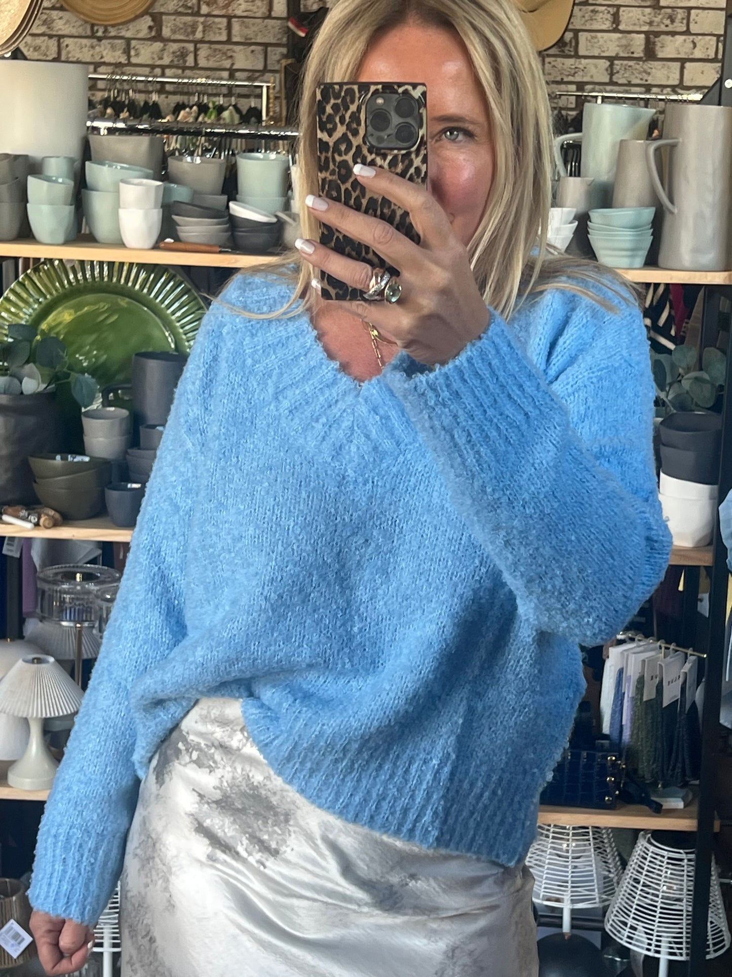 Blue V Neck Knit