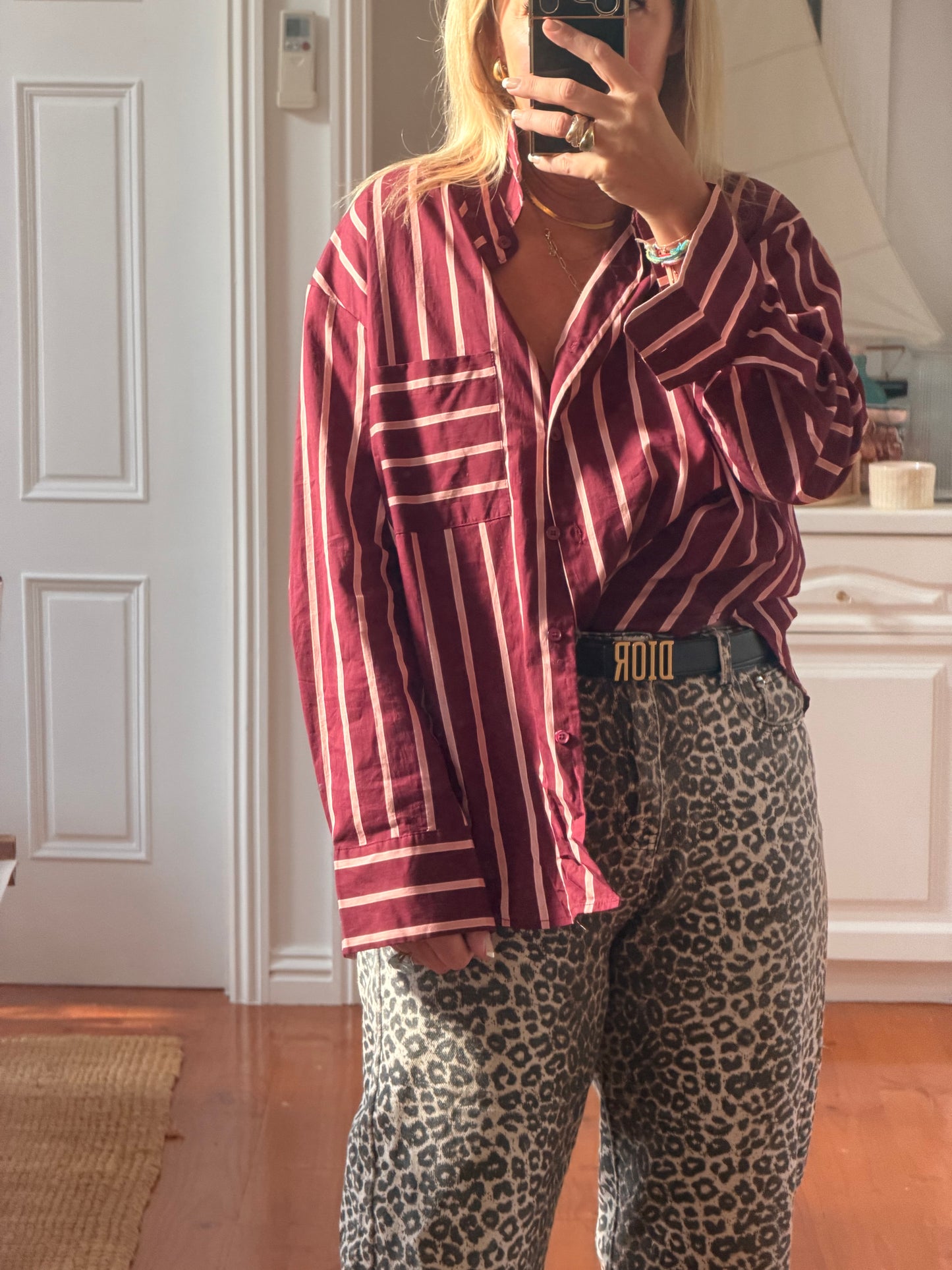 Plum & Pink Stripe Cotton Shirt