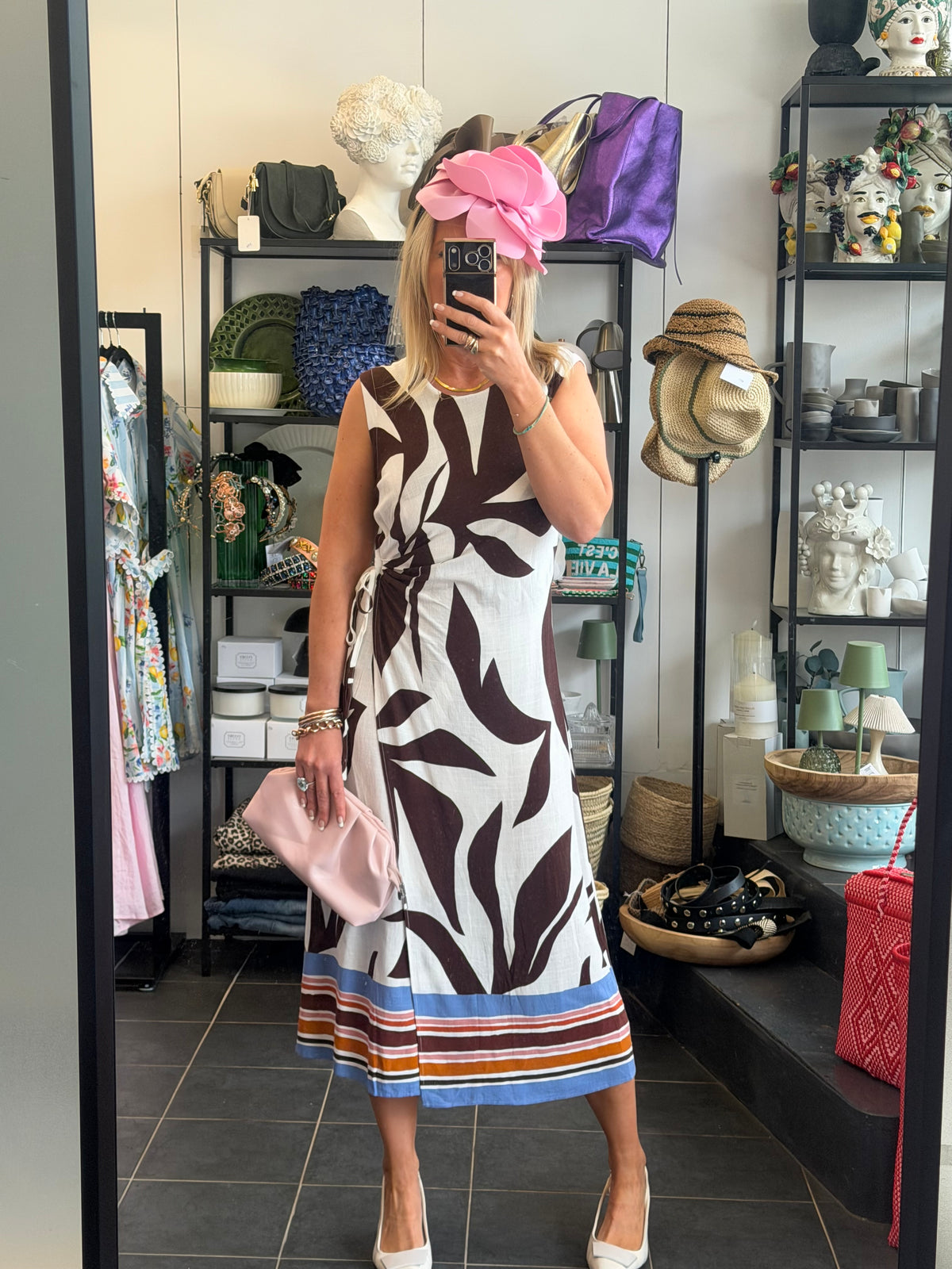 Sleeveless Shift Linen Midi Dress -