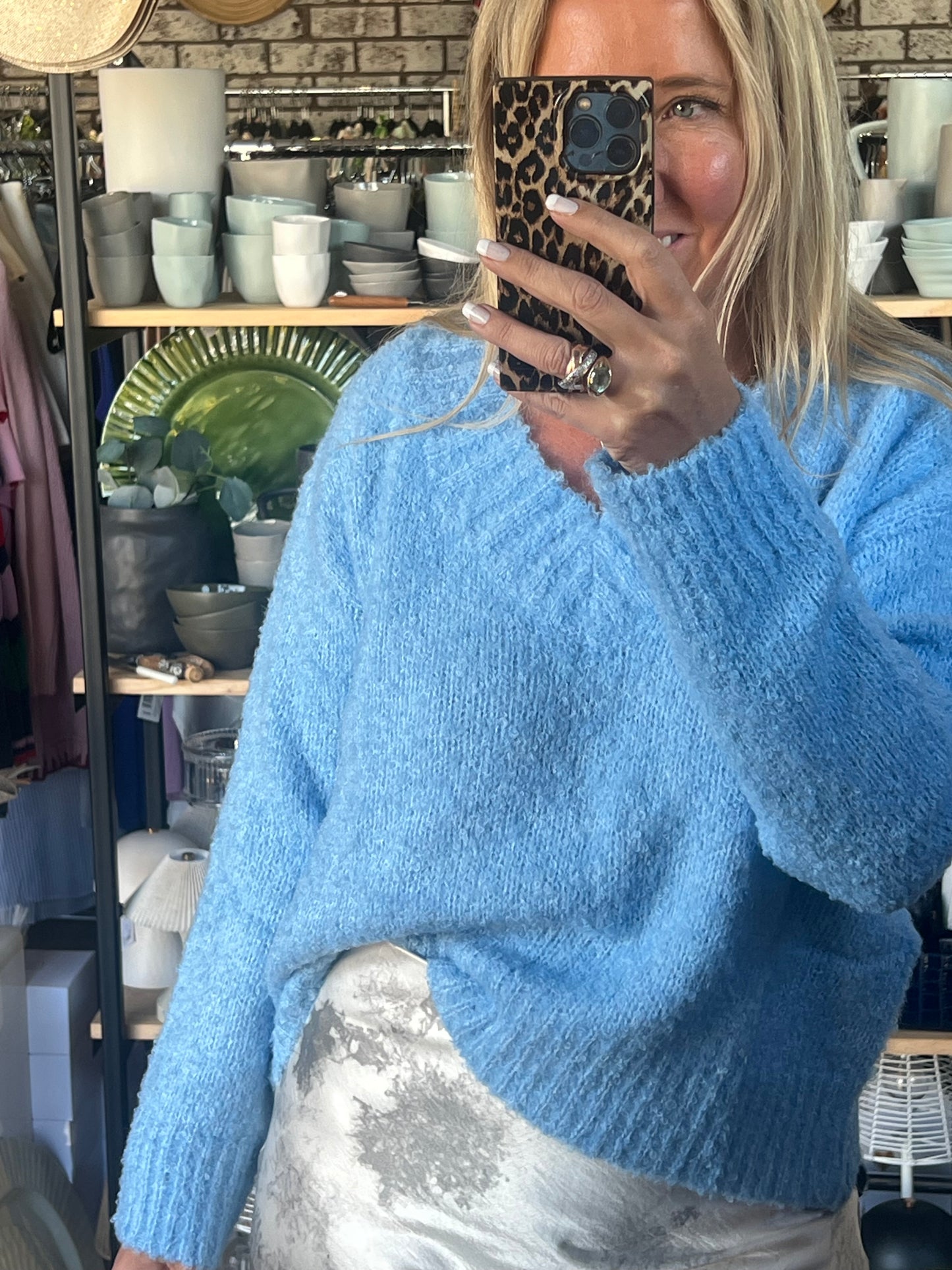 Blue V Neck Knit