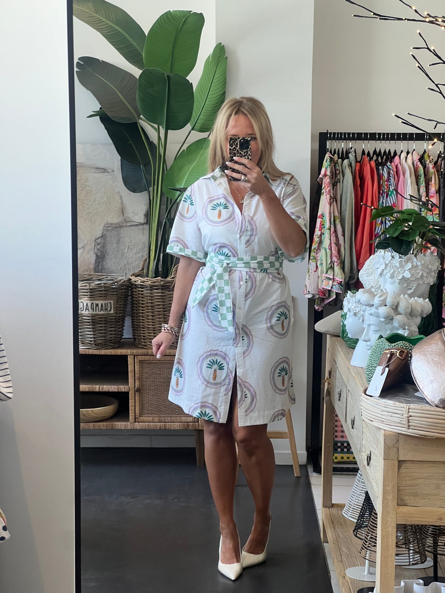 Shift Shirt Dress- Palm print