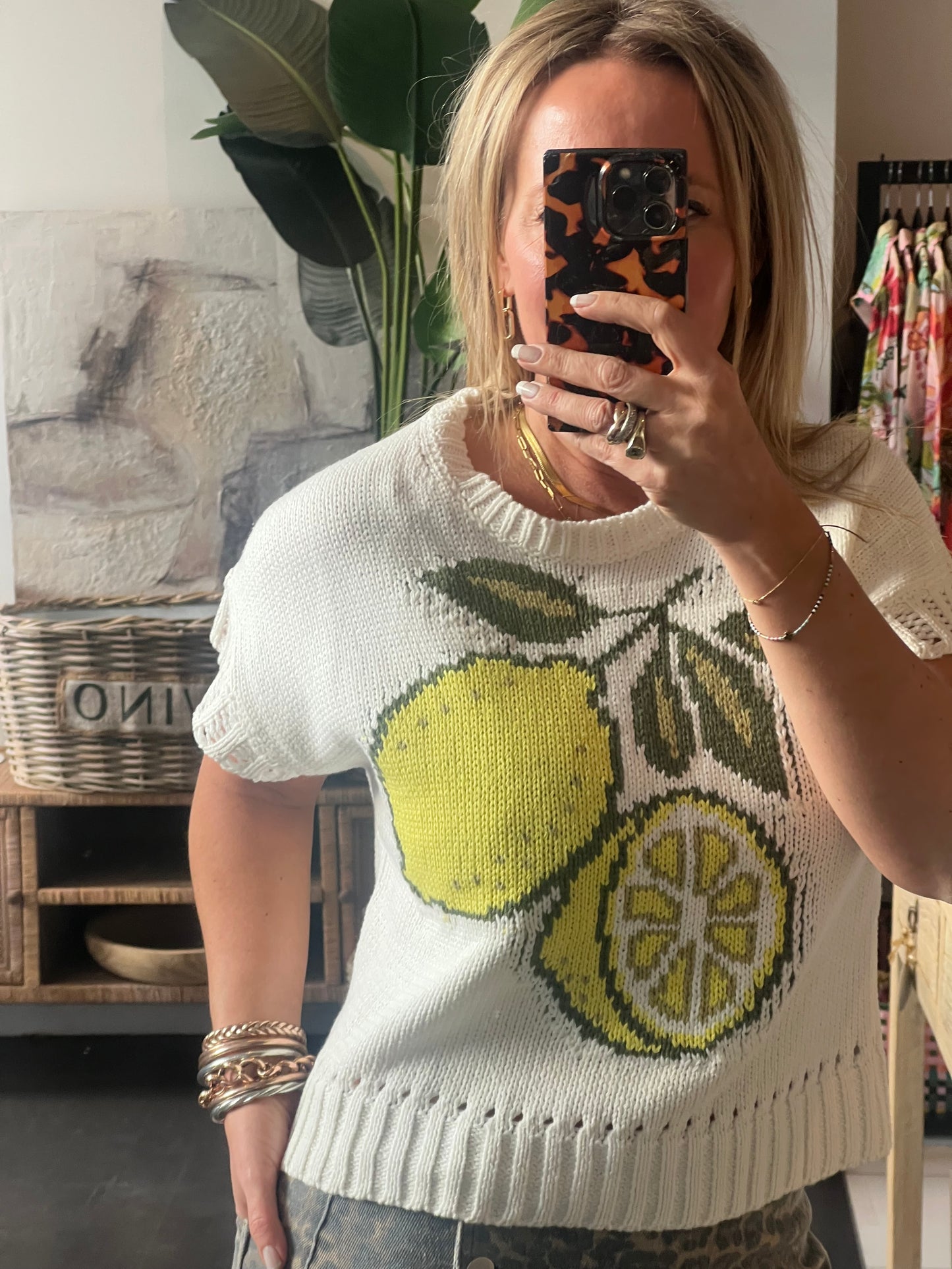 Lemon Short Seeve Knit Sweater