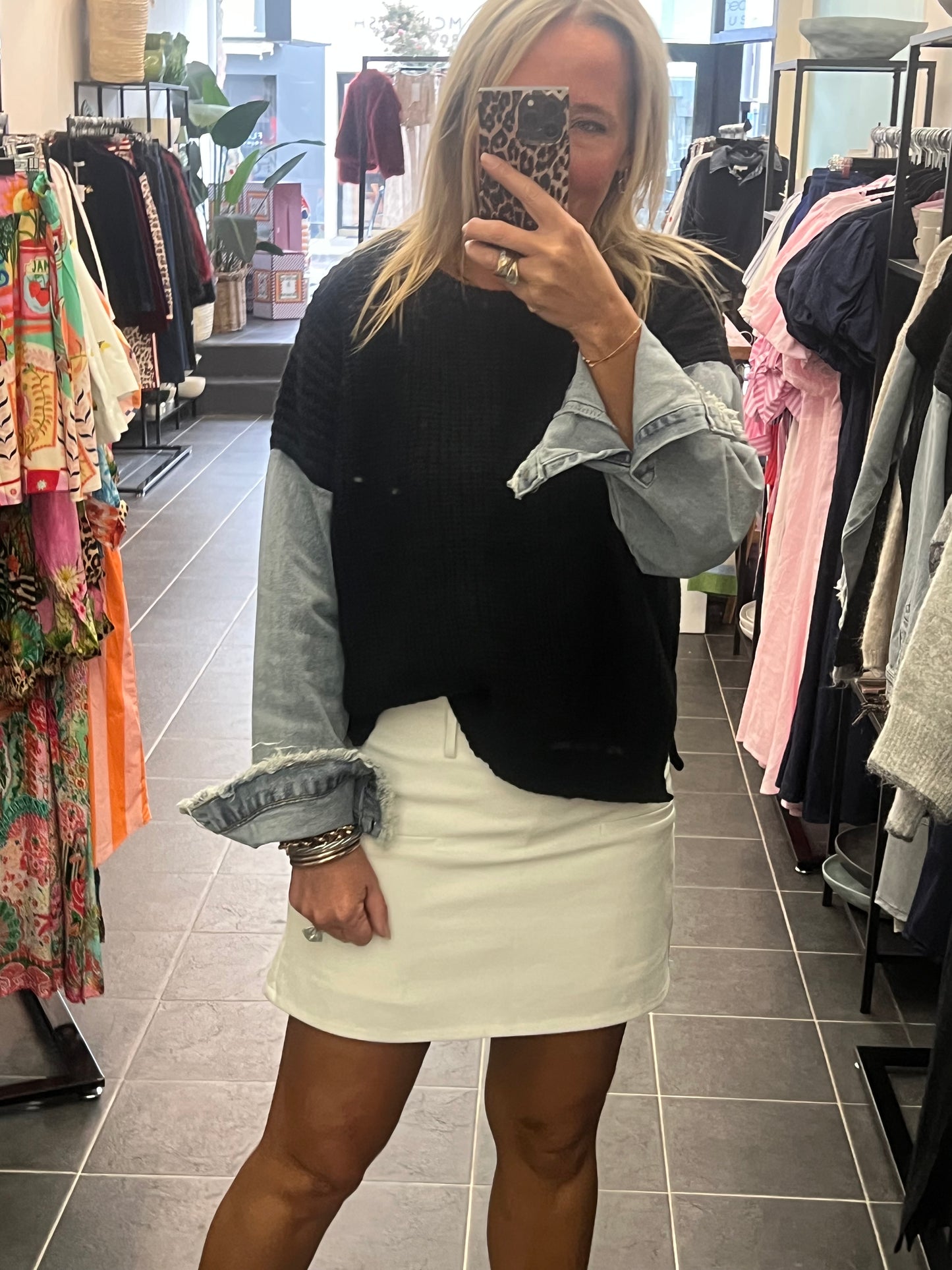 Denim Sleeve Knit