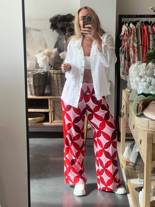 Retro Racer Lounge Pants- pink red