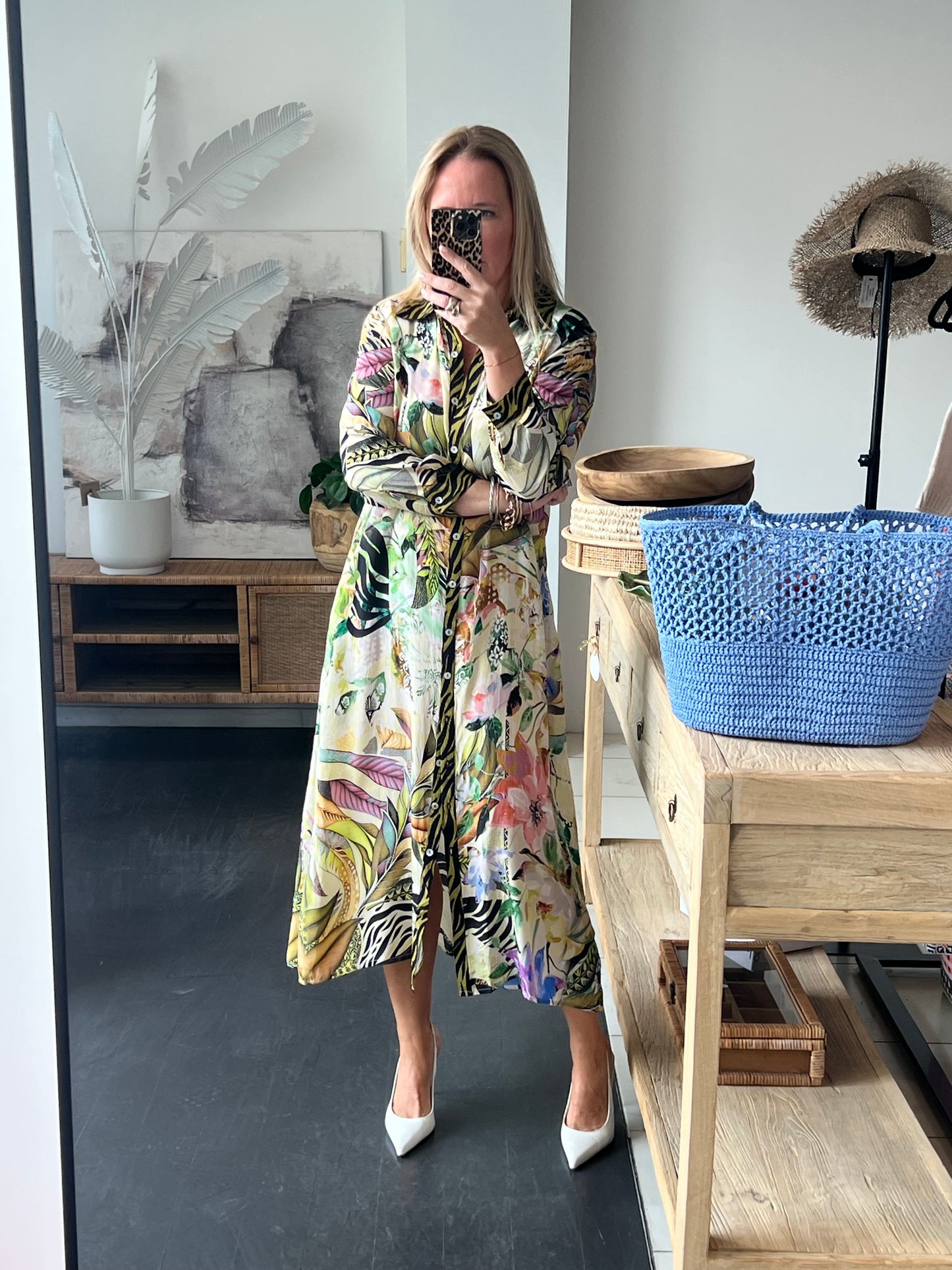 Slinky Resort Shirt Dress - chartreuse