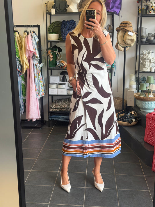 Sleeveless Shift Linen Midi Dress -