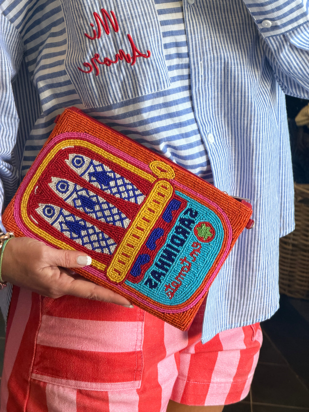 Sardines beaded Clutch Bag