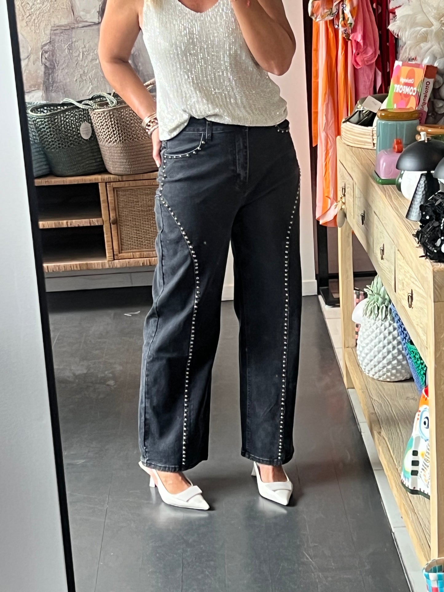 Studded Jeans - black