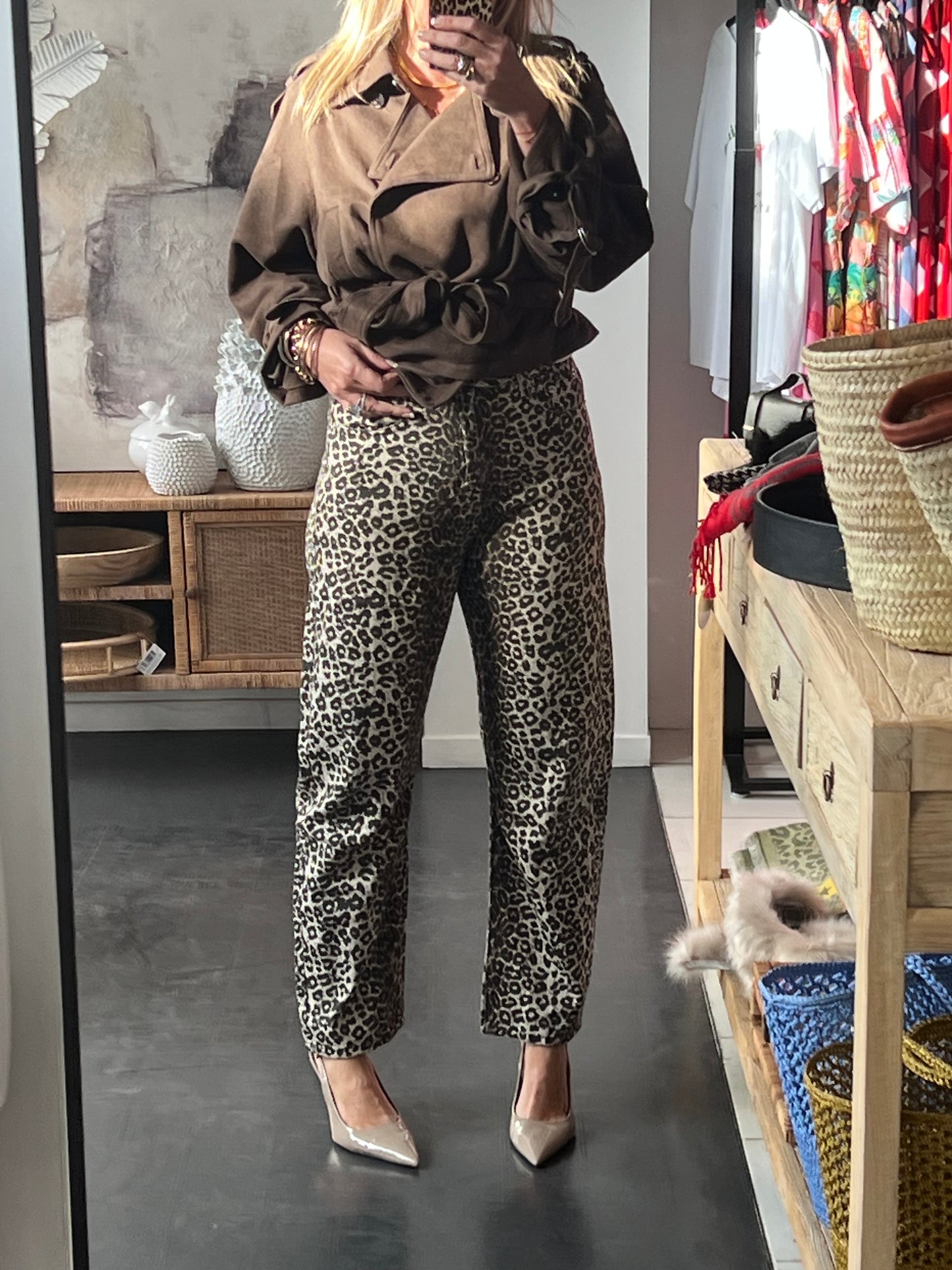 Leopard Barrel Jeans