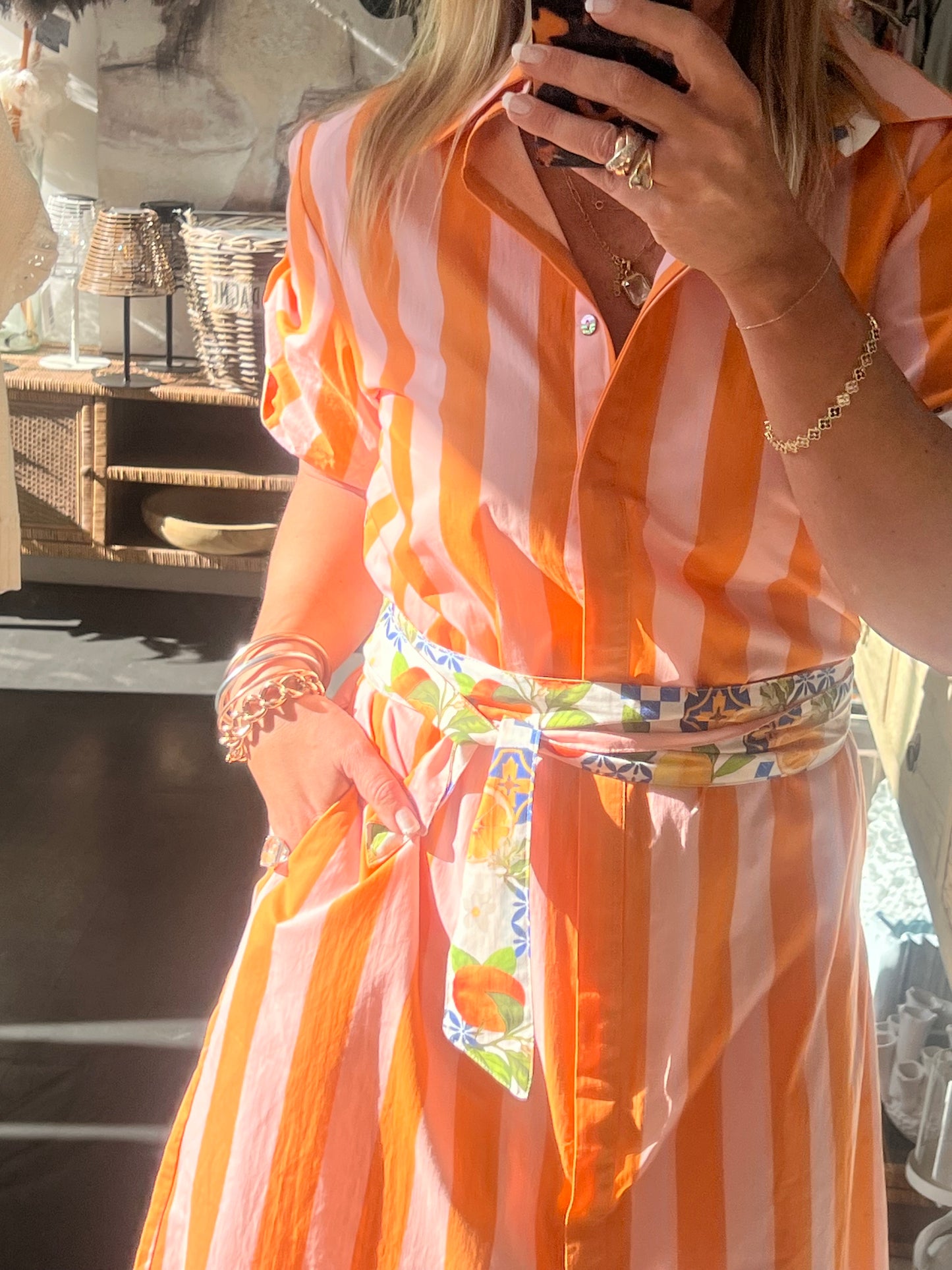 Amalfi Aperol Shirt Dress