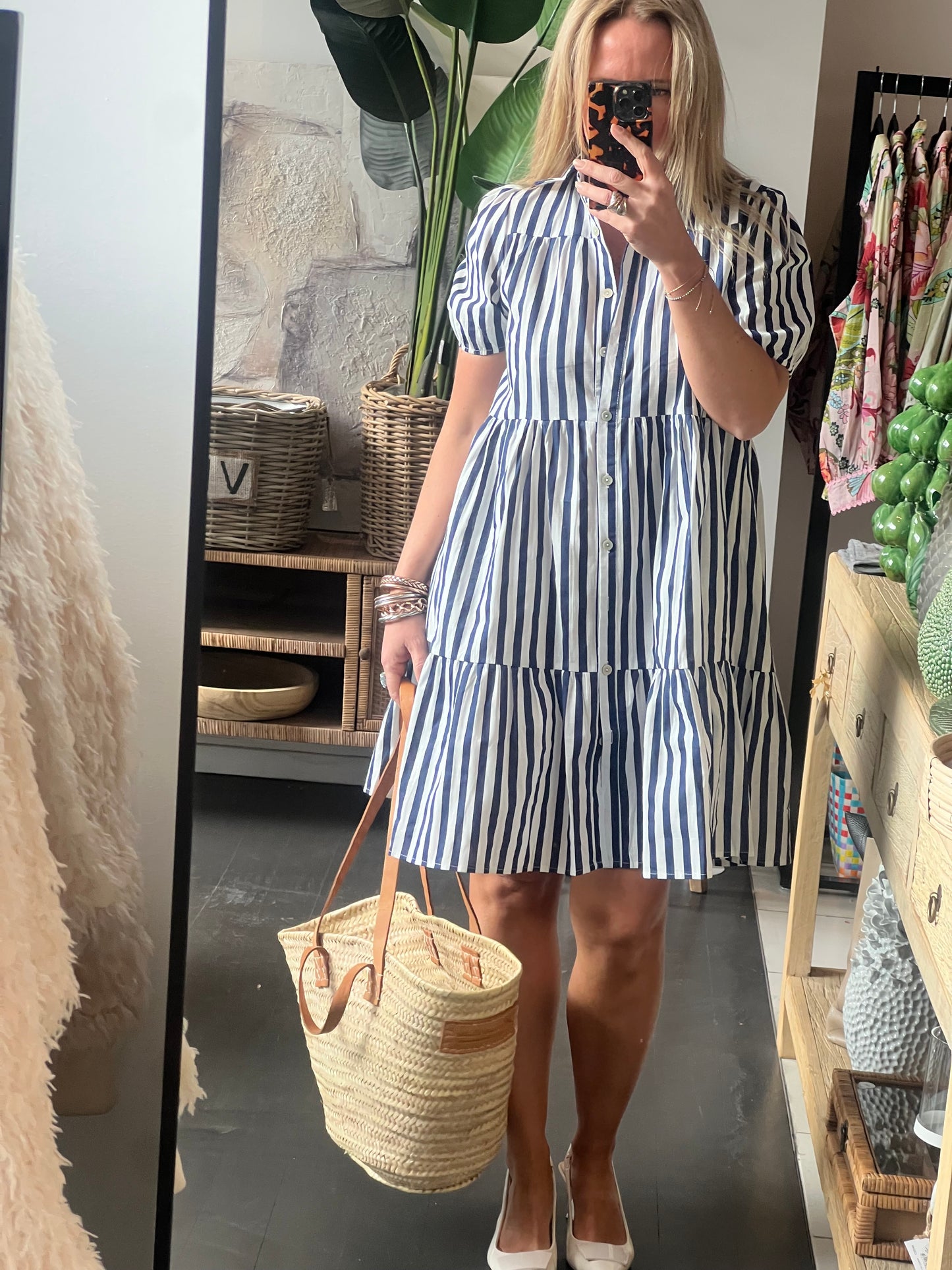 Rock Pools Vacation Dress - Navy Stripe