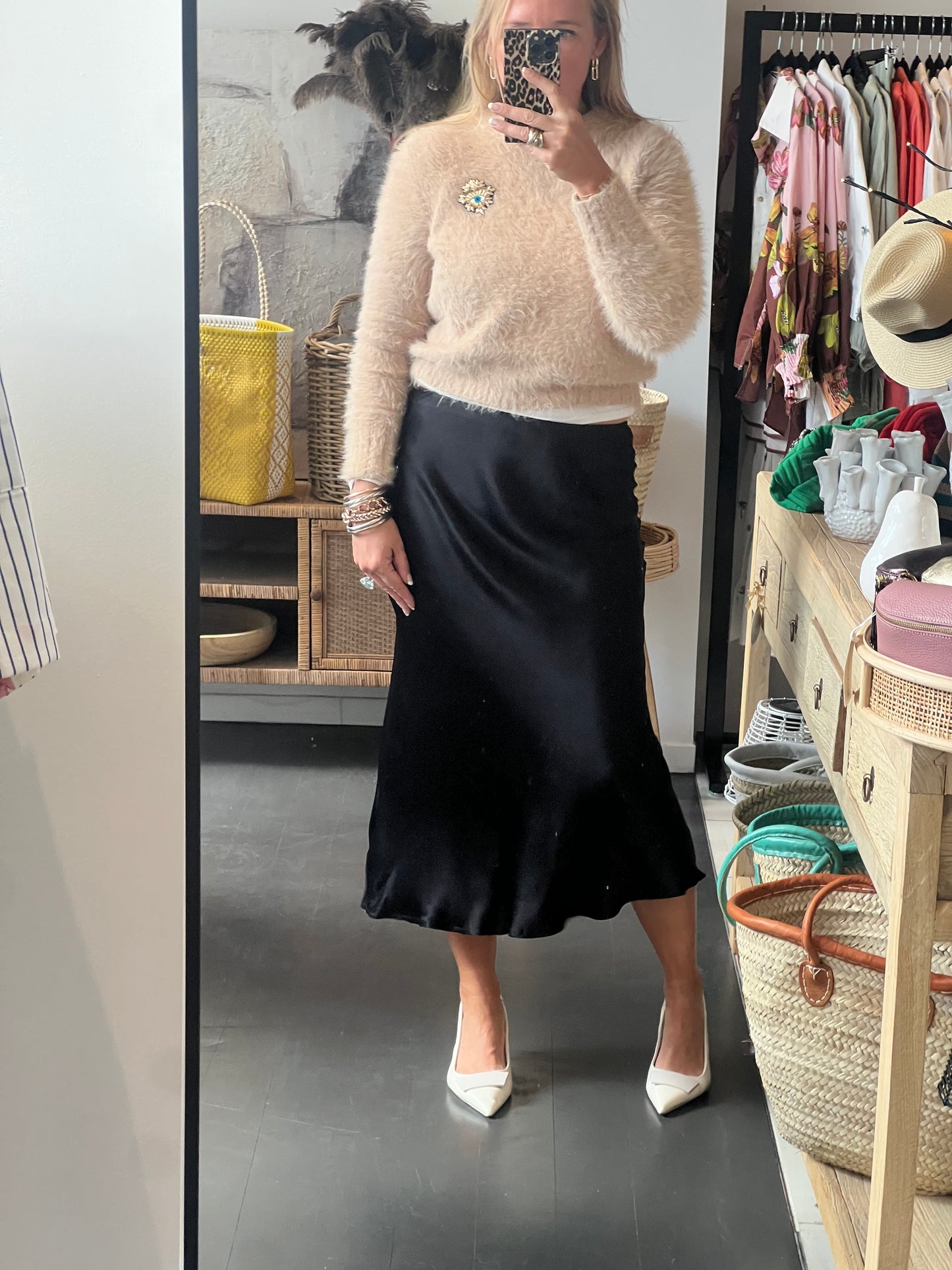 Slinky Midi Skirt - black