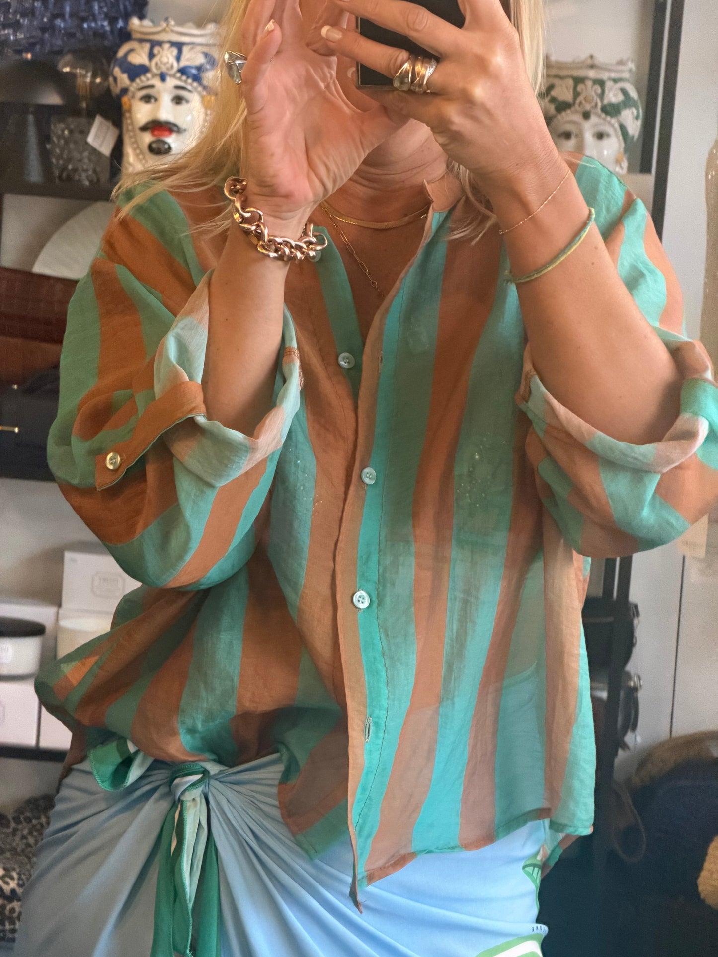 Stripe Shirt - aqua & tan by Have One